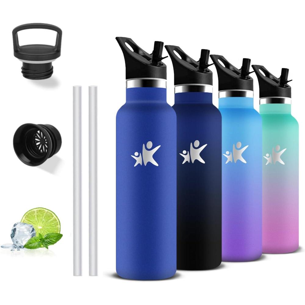 image:imageGourde 1l Gourde Isotherme Sans BPA Bouteille Isotherme Paille Anti Fuite Bouteille Inox Acier Inoxydable 188 Bouteille deau Double Isolation pour Randonne Camping Aptitude SportBleu Roi
