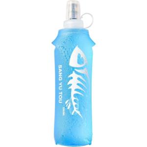 Bouteille d&rsquo;eau Pliable | Flacons Souples | Bouteille d&rsquo;eau Douce en TPU | Bouteille d&rsquo;eau Courante Pliable | Sac À Eau De Sport pour Course À Pied, Randonnée, Cyclisme, ma-rathon, Escalade(D : 500 ml de cyan)