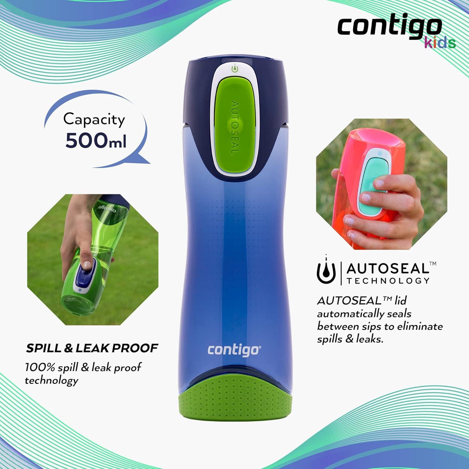 image:imageContigo Bouteille dEau Swish Autoseal 500ml Bouteille dEau Grande Gourde sans BPA Gourde de Sport Antifuite pour le Cyclisme et la RandonneBleu Cobalt