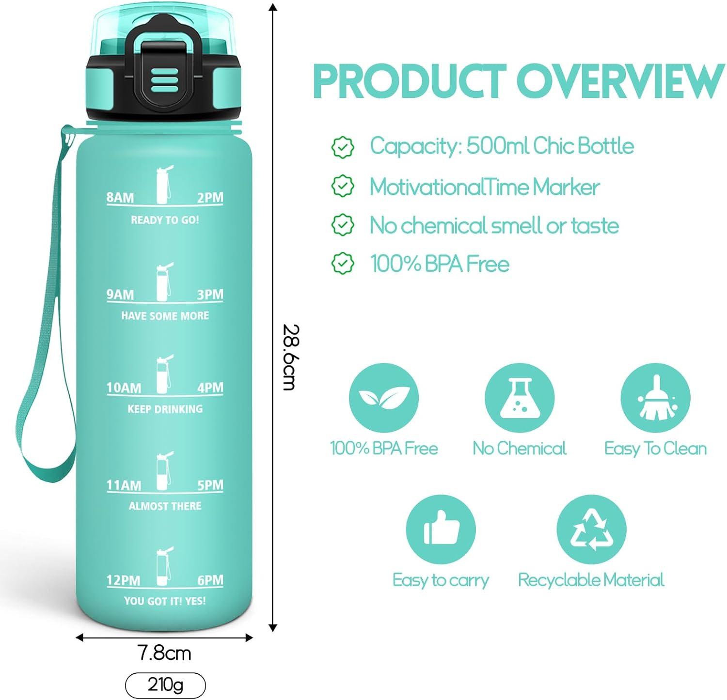 image:imageHoneyHolly Gourde 1L Gourde avec Paille Bouteille Adapte aux Boissons Gazeuses Water Bottle Paille Adulte avec Marquage du Temps tanche et sans BPA Bouteille deau pour Sport BureauBleu Vert 1000ml