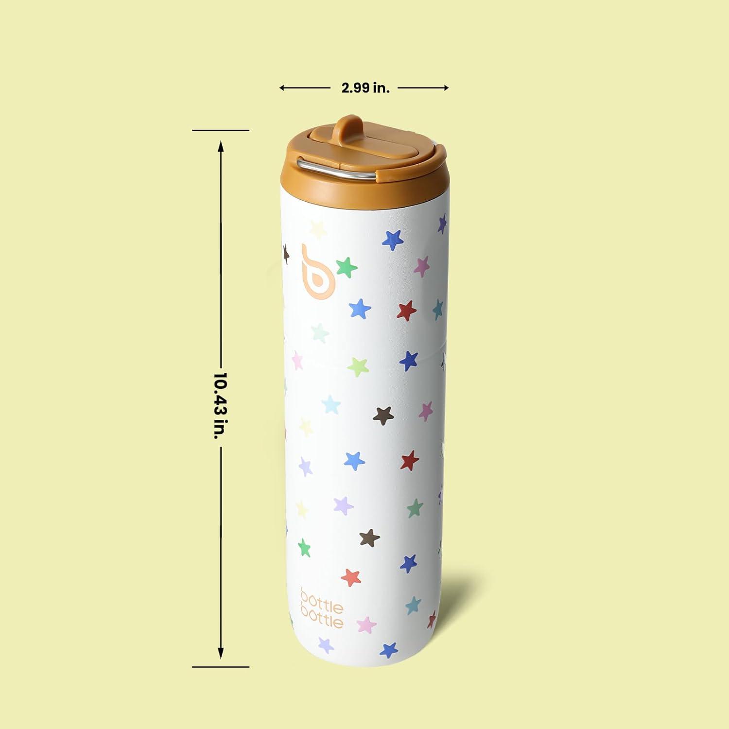 image:imageBOTTLE BOTTLE Bouteille deau isotherme de 710 ml avec couvercle paille poigne en acier inoxydable double paroi sous vide antifuite sans BPA pour sport voyage gym rose jaune bleuStellar Pop