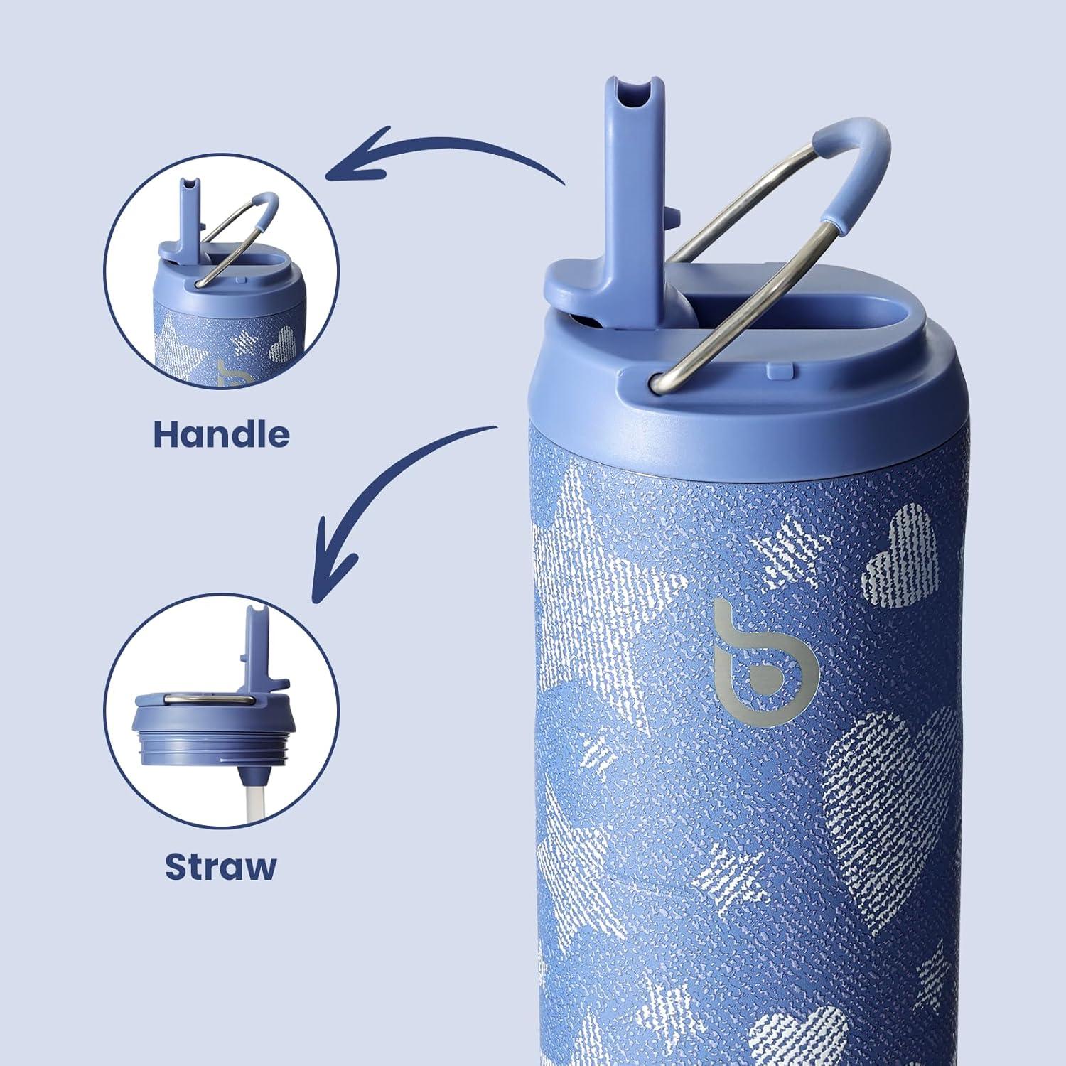 image:imageBOTTLE BOTTLE Bouteille deau isotherme de 710 ml avec couvercle paille poigne en acier inoxydable double paroi sous vide antifuite sans BPA pour sport voyage gym rose jaune bleuDenim Beats