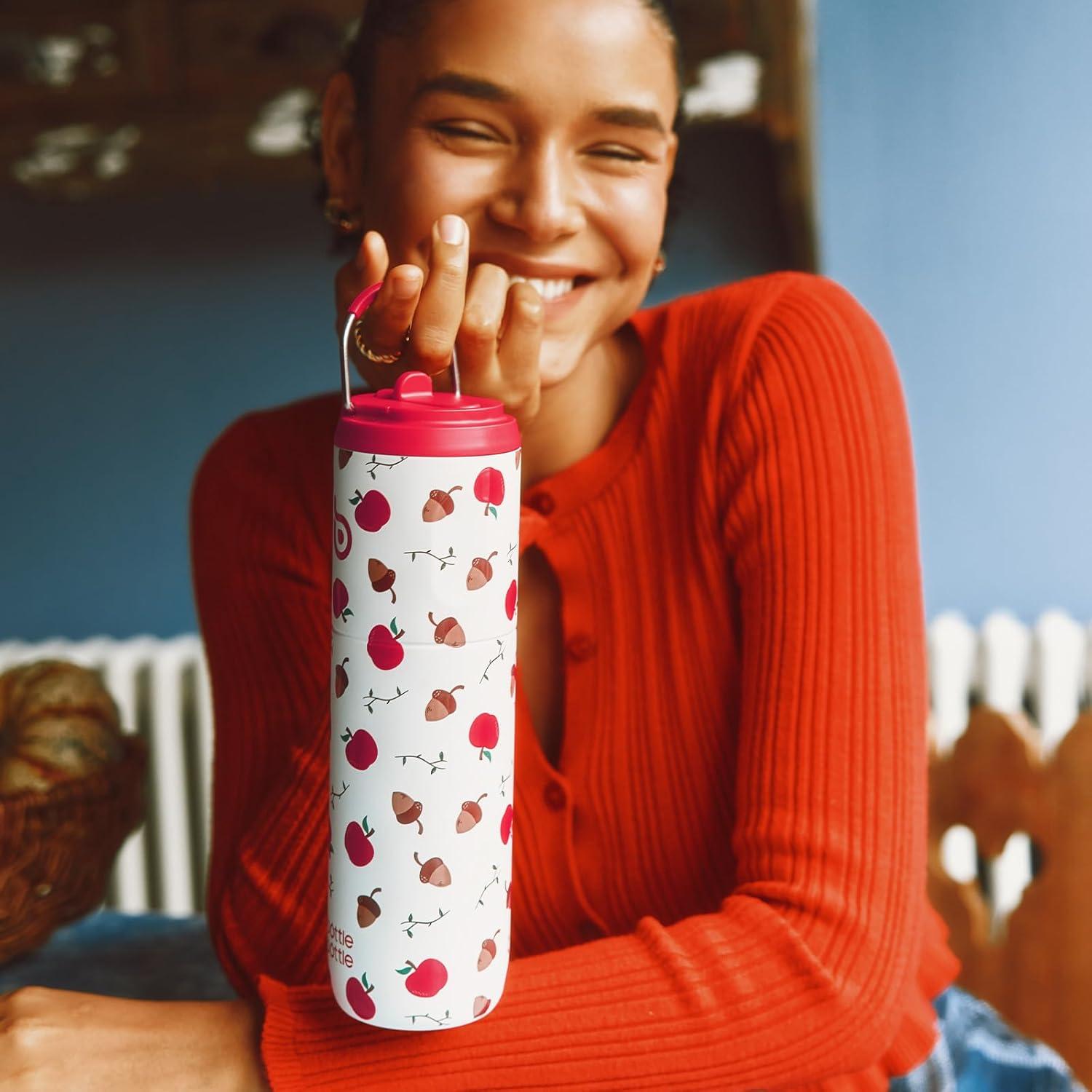 image:imageBOTTLE BOTTLE Bouteille deau isotherme de 710 ml avec couvercle paille poigne en acier inoxydable double paroi sous vide antifuite sans BPA pour sport voyage gym rose jaune bleuBaie