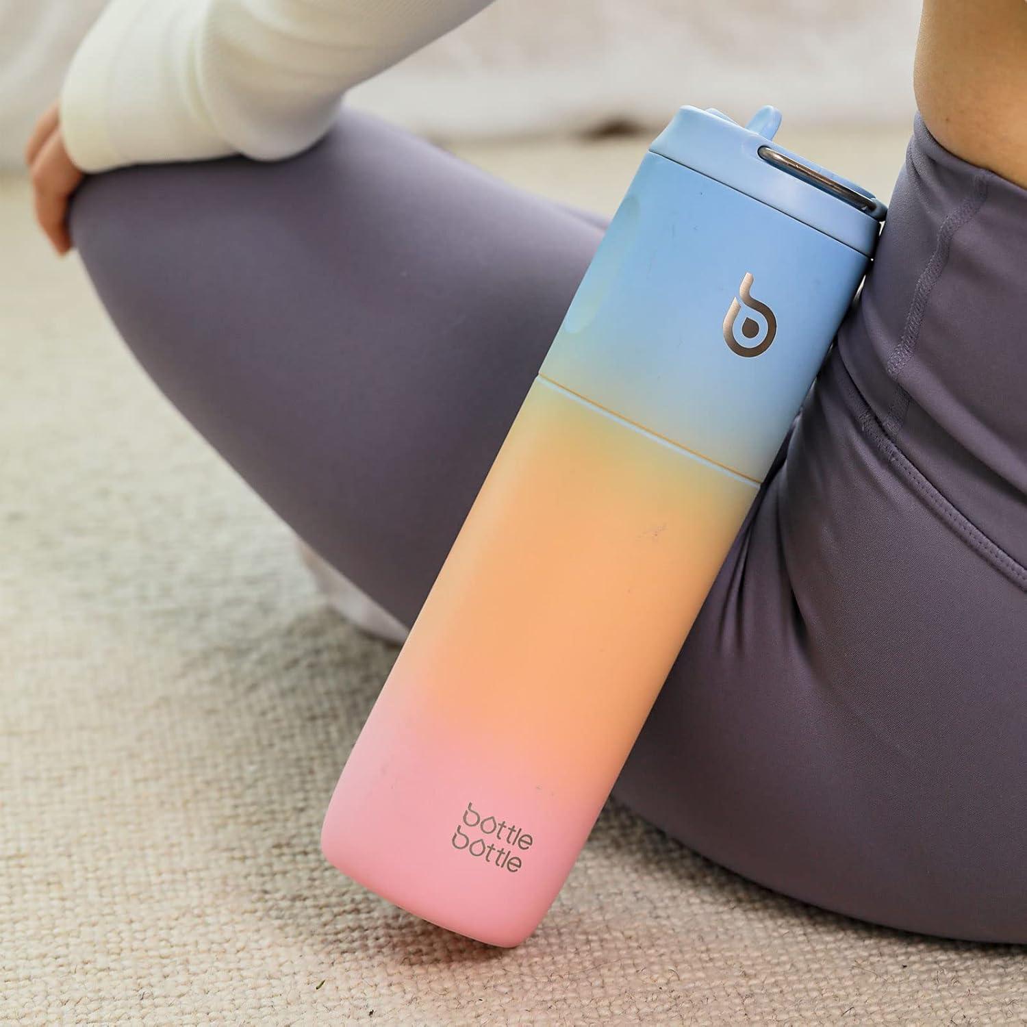image:imageBOTTLE BOTTLE Bouteille deau isotherme de 710 ml avec couvercle paille poigne en acier inoxydable double paroi sous vide antifuite sans BPA pour sport voyage gym rose jaune bleuBleu Jaune Rose