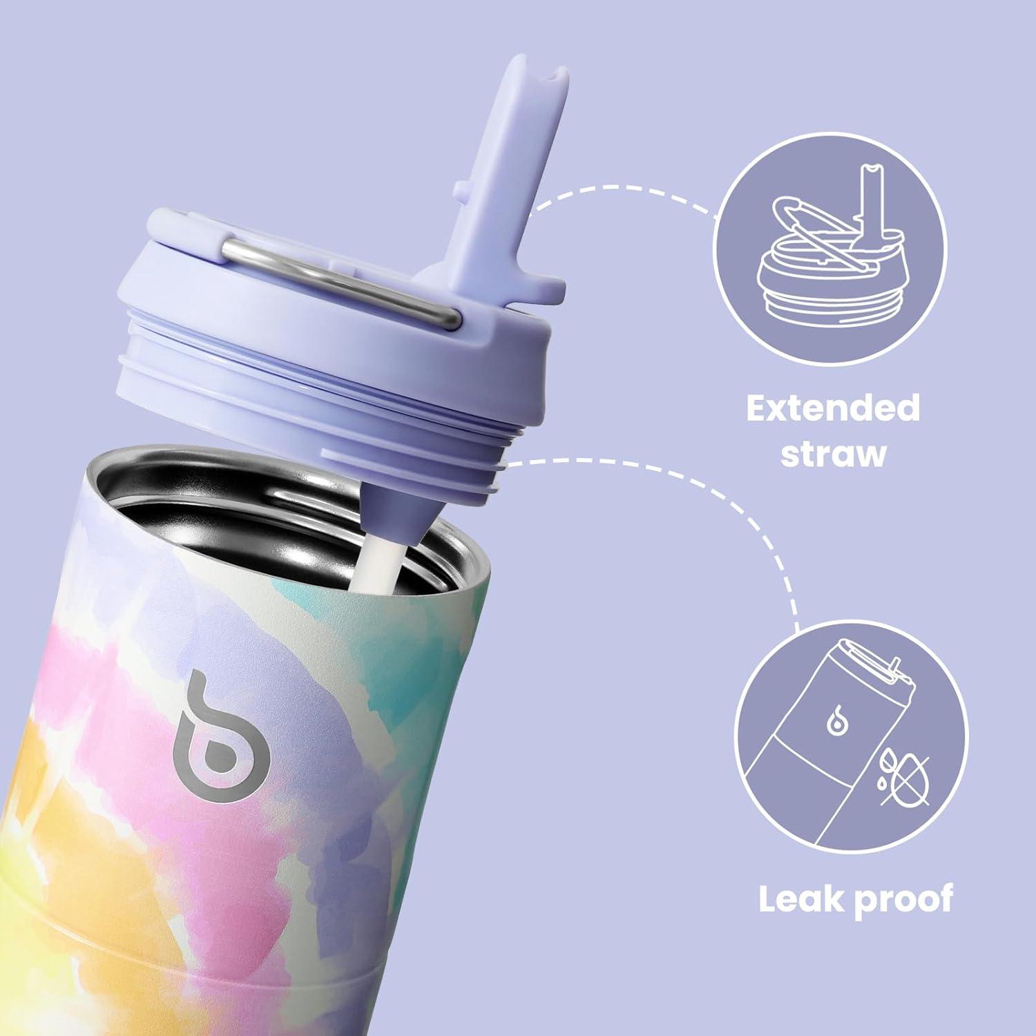 image:imageBOTTLE BOTTLE Bouteille deau isotherme de 710 ml avec couvercle paille poigne en acier inoxydable double paroi sous vide antifuite sans BPA pour sport voyage gym rose jaune bleuCoton Papa