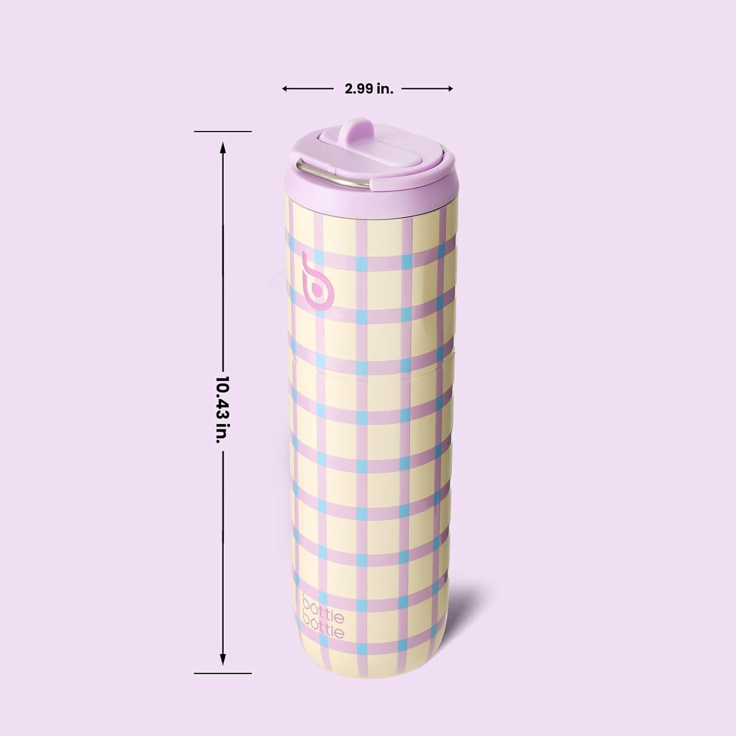 image:imageBOTTLE BOTTLE Bouteille deau isotherme de 710 ml avec couvercle paille poigne en acier inoxydable double paroi sous vide antifuite sans BPA pour sport voyage gym rose jaune bleuVivabands