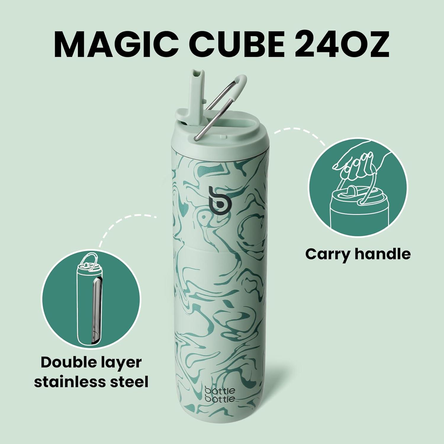 image:imageBOTTLE BOTTLE Bouteille deau isotherme de 710 ml avec couvercle paille poigne en acier inoxydable double paroi sous vide antifuite sans BPA pour sport voyage gym rose jaune bleuVert