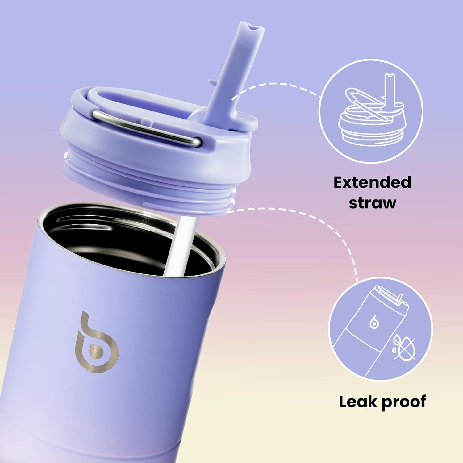 image:imageBOTTLE BOTTLE Bouteille deau isotherme de 710 ml avec couvercle paille poigne en acier inoxydable double paroi sous vide antifuite sans BPA pour sport voyage gym rose jaune bleuPueple Rose Jaune