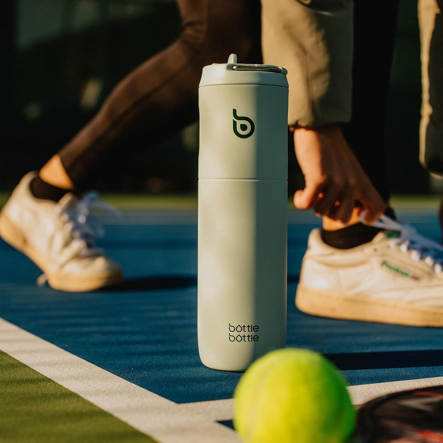 image:imageBOTTLE BOTTLE Bouteille deau isotherme de 710 ml avec couvercle paille poigne en acier inoxydable double paroi sous vide antifuite sans BPA pour sport voyage gym rose jaune bleuVert Clair