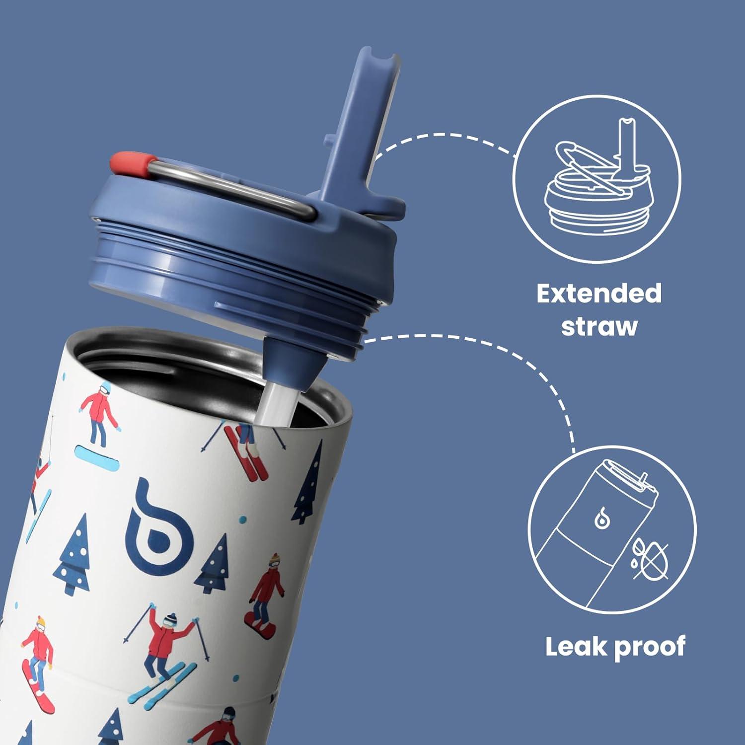 image:imageBOTTLE BOTTLE Bouteille deau isotherme de 710 ml avec couvercle paille poigne en acier inoxydable double paroi sous vide antifuite sans BPA pour sport voyage gym rose jaune bleuSki