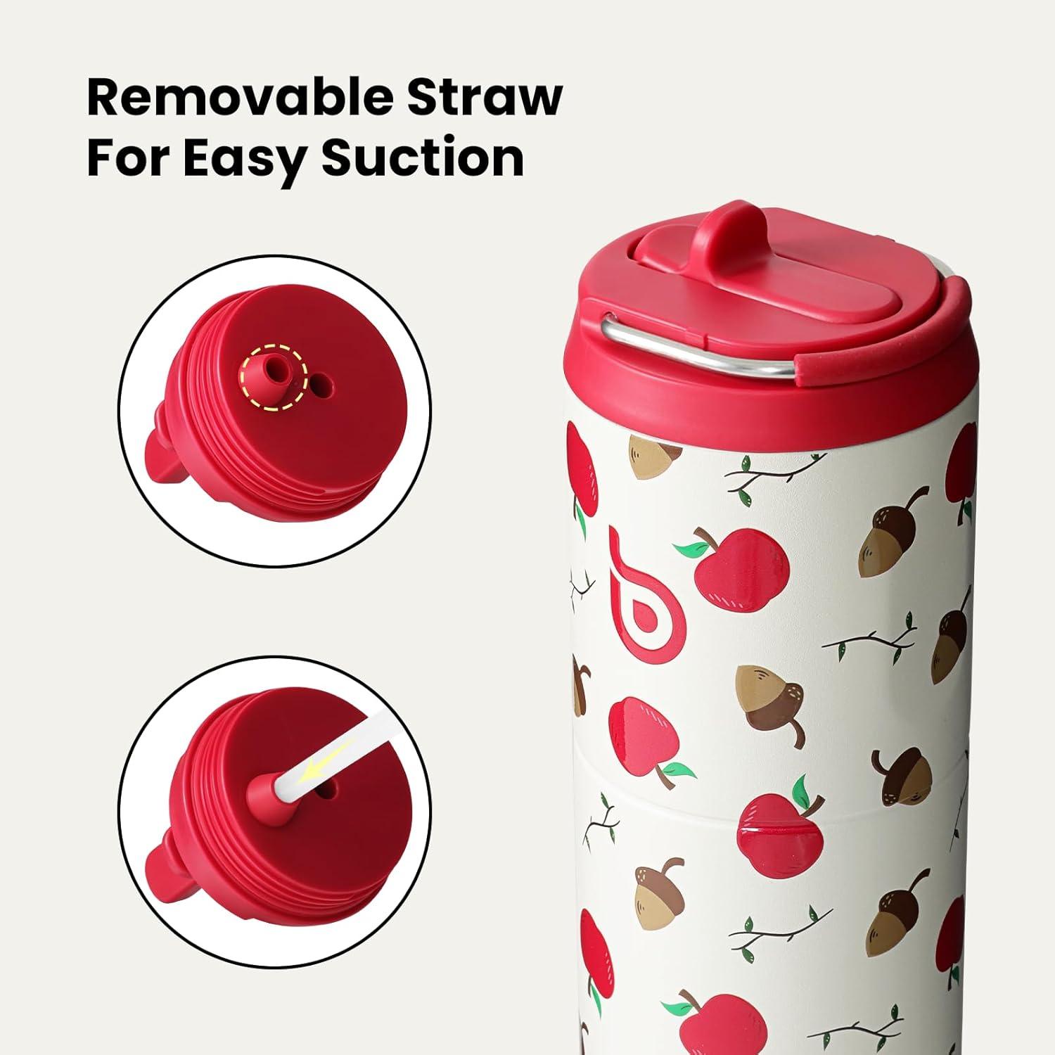 image:imageBOTTLE BOTTLE Bouteille deau isotherme de 710 ml avec couvercle paille poigne en acier inoxydable double paroi sous vide antifuite sans BPA pour sport voyage gym rose jaune bleuBaie