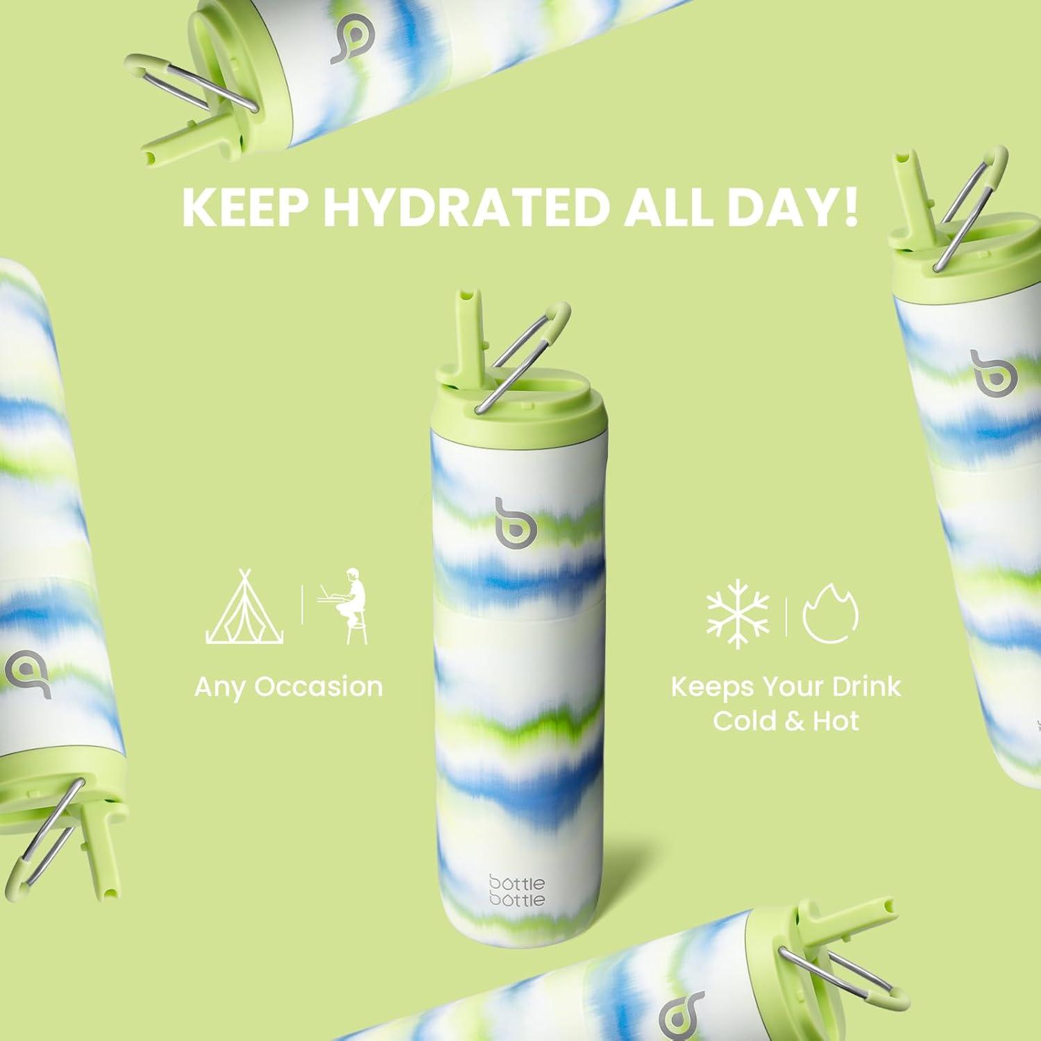 image:imageBOTTLE BOTTLE Bouteille deau isotherme de 710 ml avec couvercle paille poigne en acier inoxydable double paroi sous vide antifuite sans BPA pour sport voyage gym rose jaune bleuAcier Inoxydable avec Plusieurs Couleurs
