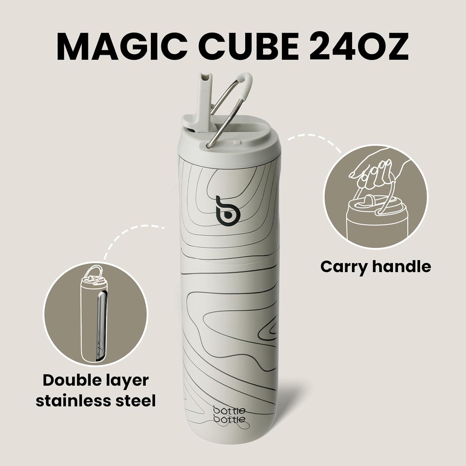 image:imageBOTTLE BOTTLE Bouteille deau isotherme de 710 ml avec couvercle paille poigne en acier inoxydable double paroi sous vide antifuite sans BPA pour sport voyage gym rose jaune bleuPeak Grey