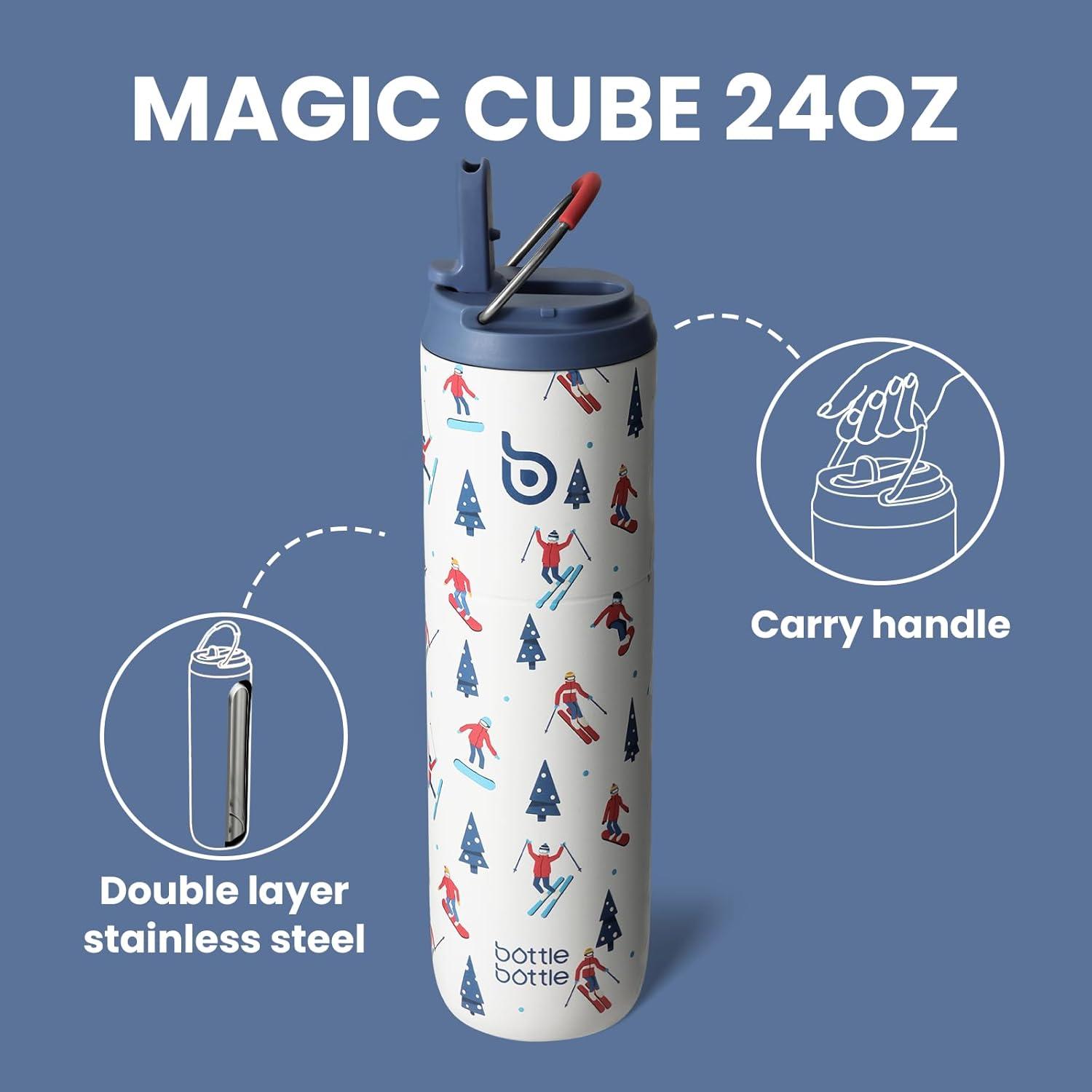 image:imageBOTTLE BOTTLE Bouteille deau isotherme de 710 ml avec couvercle paille poigne en acier inoxydable double paroi sous vide antifuite sans BPA pour sport voyage gym rose jaune bleuSki