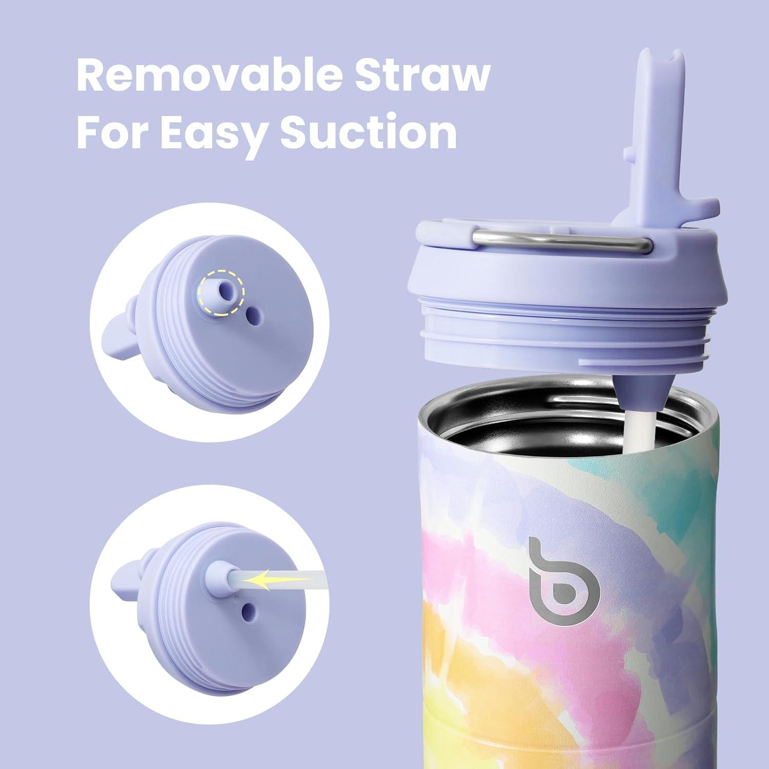 image:imageBOTTLE BOTTLE Bouteille deau isotherme de 710 ml avec couvercle paille poigne en acier inoxydable double paroi sous vide antifuite sans BPA pour sport voyage gym rose jaune bleuCoton Papa