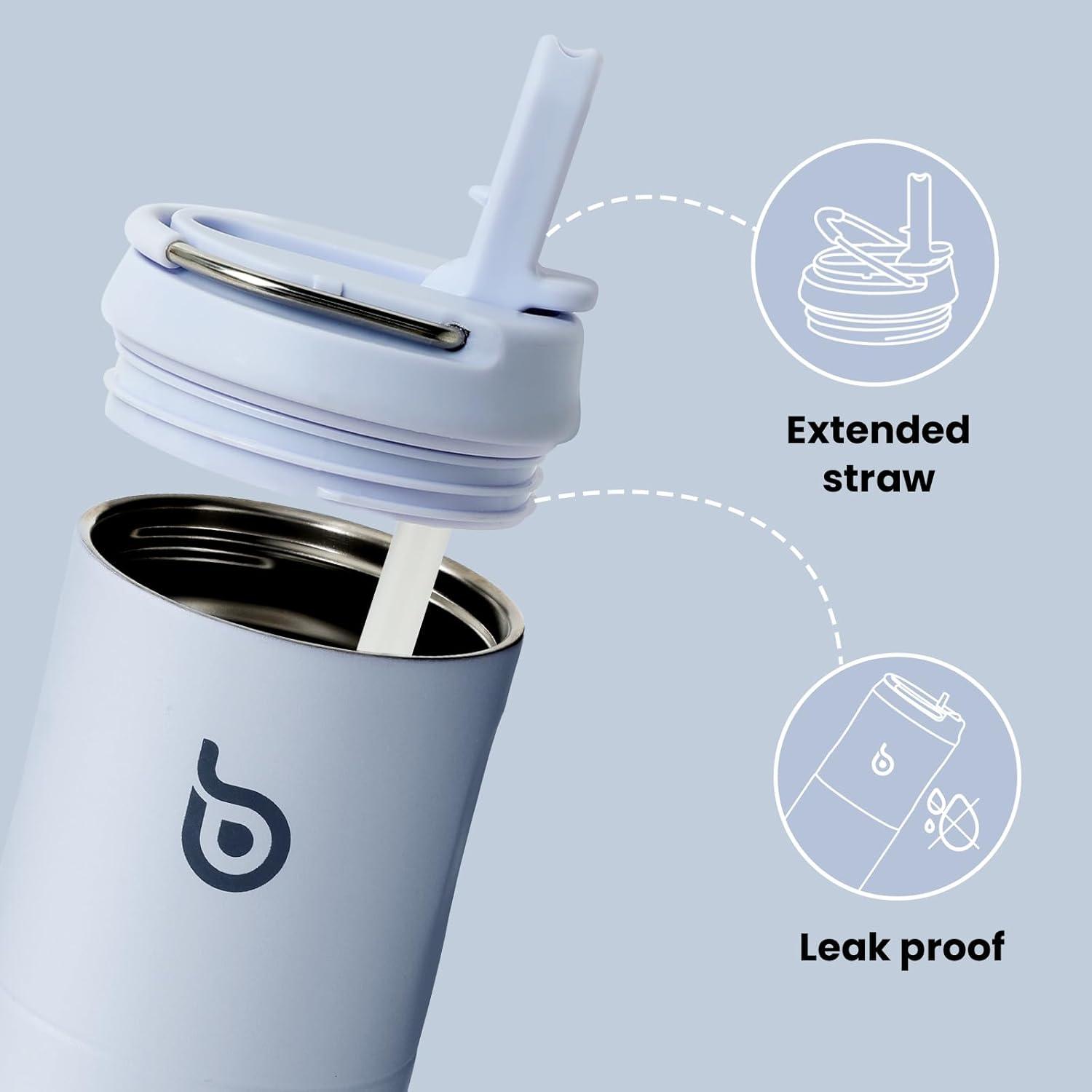 image:imageBOTTLE BOTTLE Bouteille deau isotherme de 710 ml avec couvercle paille poigne en acier inoxydable double paroi sous vide antifuite sans BPA pour sport voyage gym rose jaune bleuBleu Ciel
