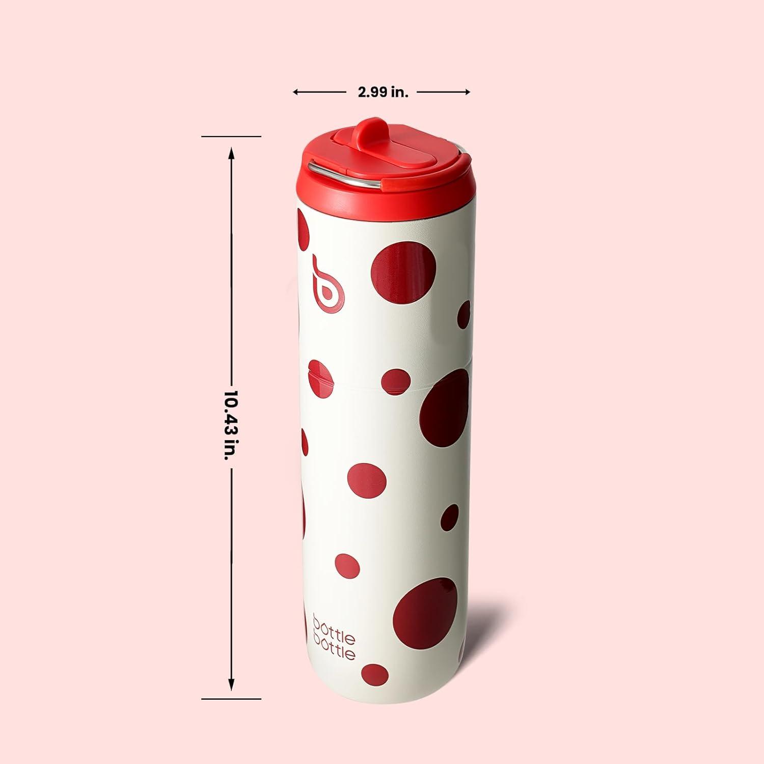 image:imageBOTTLE BOTTLE Bouteille deau isotherme de 710 ml avec couvercle paille poigne en acier inoxydable double paroi sous vide antifuite sans BPA pour sport voyage gym rose jaune bleuPolka Pop