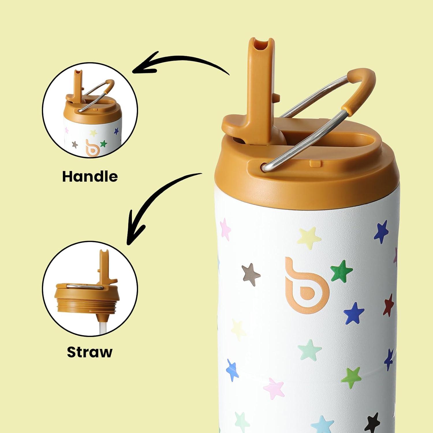 image:imageBOTTLE BOTTLE Bouteille deau isotherme de 710 ml avec couvercle paille poigne en acier inoxydable double paroi sous vide antifuite sans BPA pour sport voyage gym rose jaune bleuStellar Pop