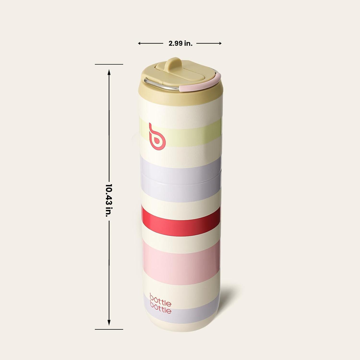 image:imageBOTTLE BOTTLE Bouteille deau isotherme de 710 ml avec couvercle paille poigne en acier inoxydable double paroi sous vide antifuite sans BPA pour sport voyage gym rose jaune bleuMarron