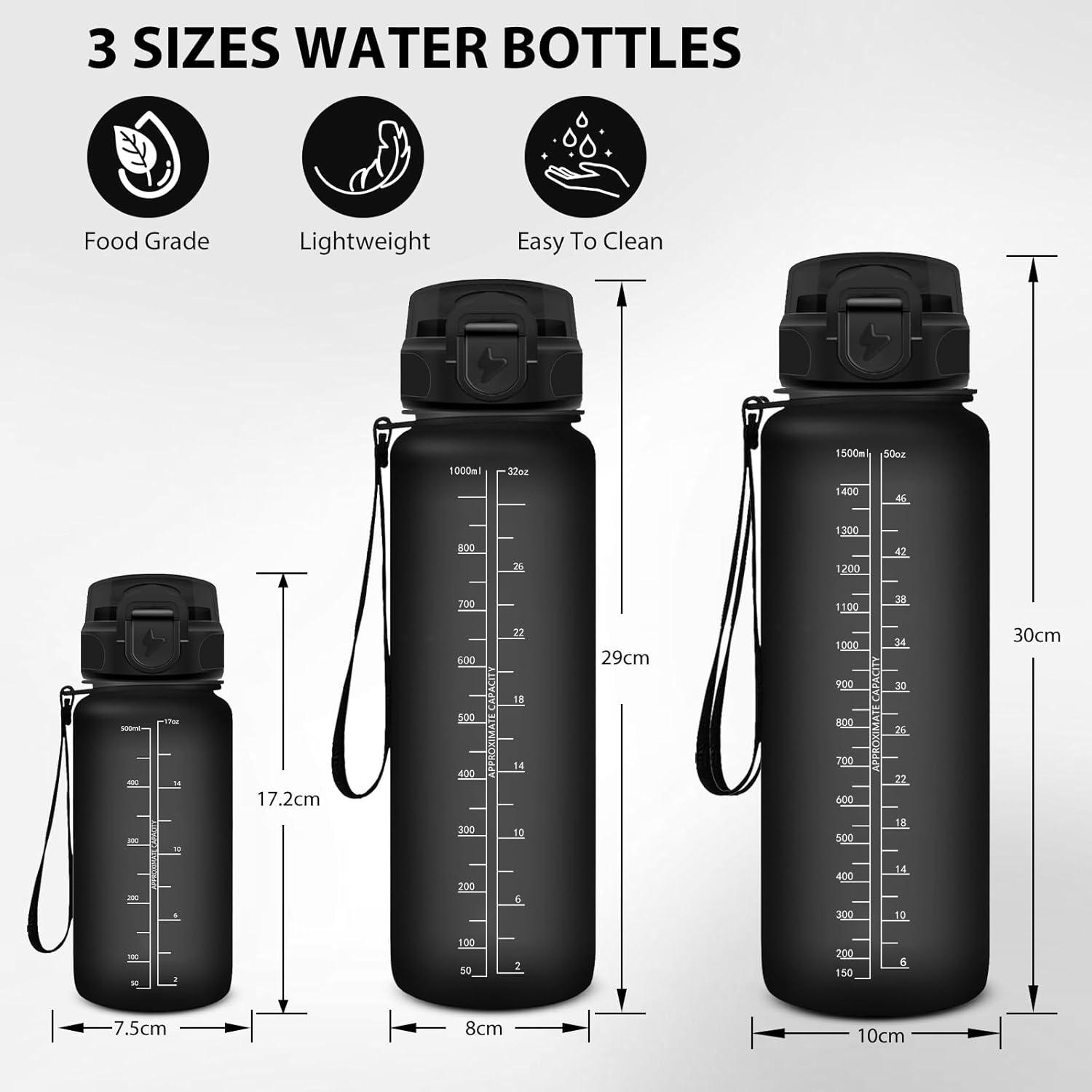 image:imageGourde Sport 15L AntiFuite Avec Paille Bouteille dEau Adulte Transportable Avec Slogan de Motivation Facile Nettoyer Pour Running Camping FitnessBlack