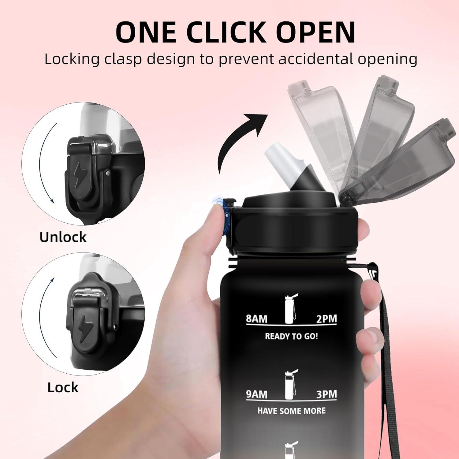 image:imageGourde Sport 15L AntiFuite Avec Paille Bouteille dEau Adulte Transportable Avec Slogan de Motivation Facile Nettoyer Pour Running Camping FitnessBlackred