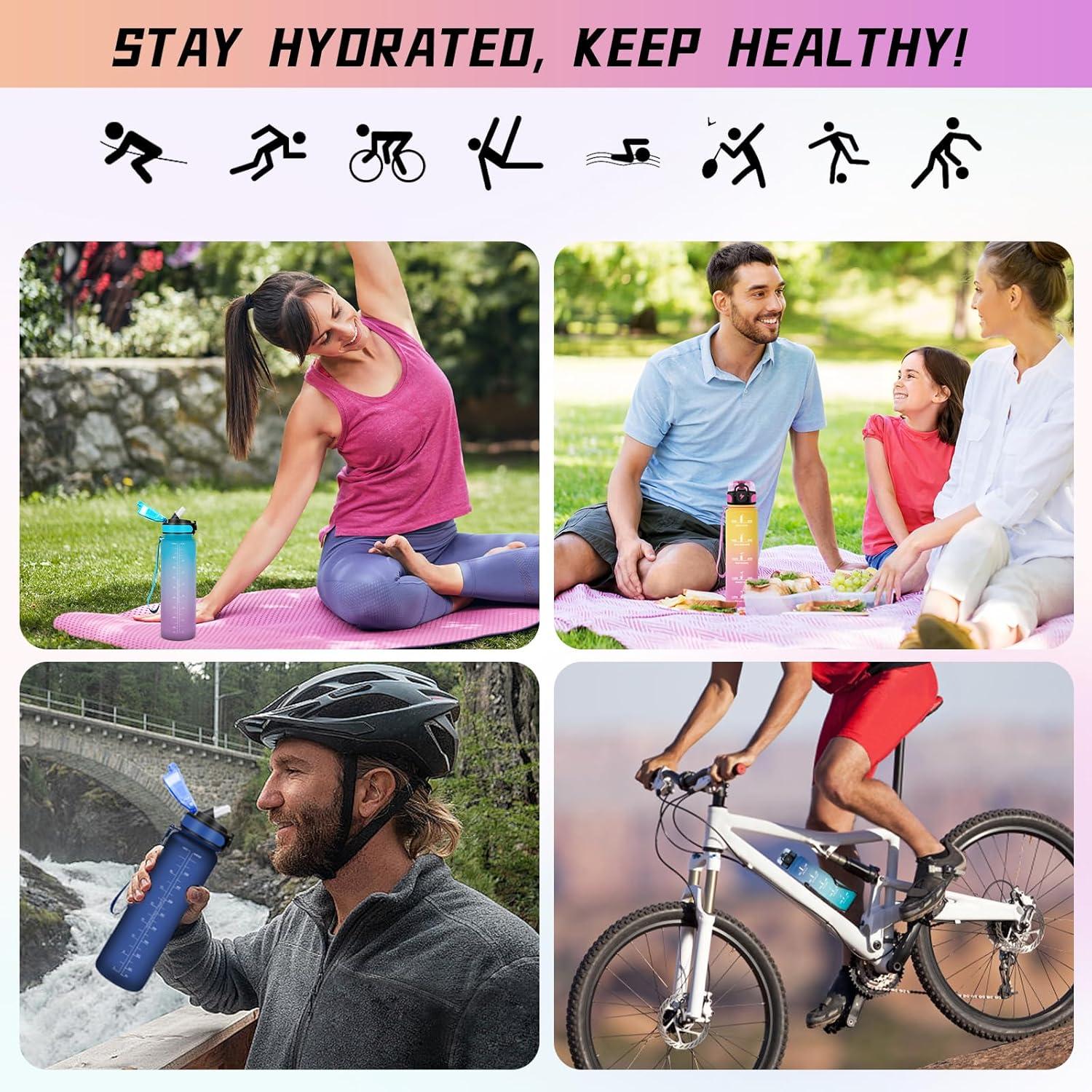 image:imageGourde Sport 15L AntiFuite Avec Paille Bouteille dEau Adulte Transportable Avec Slogan de Motivation Facile Nettoyer Pour Running Camping FitnessBlackred