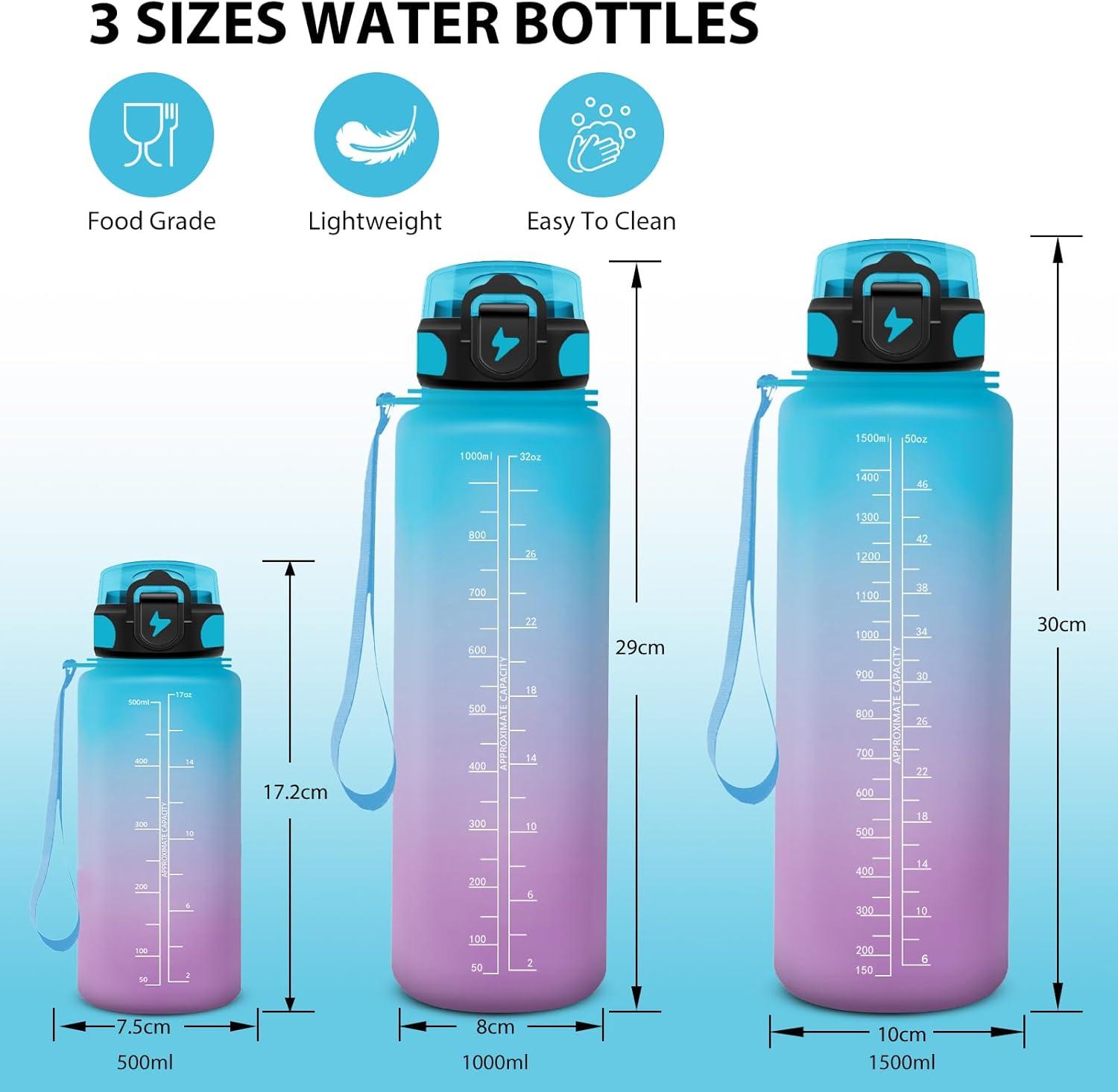 image:imageGourde Sport 15L AntiFuite Avec Paille Bouteille dEau Adulte Transportable Avec Slogan de Motivation Facile Nettoyer Pour Running Camping FitnessBluepurple