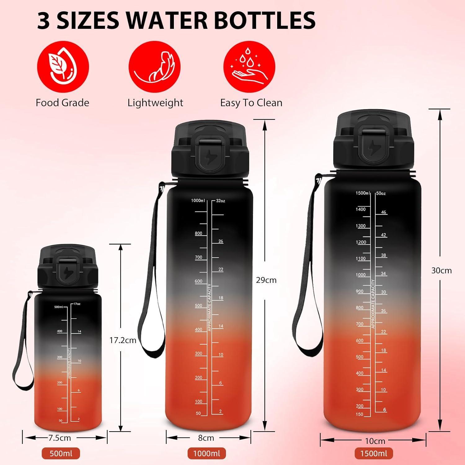 image:imageGourde Sport 15L AntiFuite Avec Paille Bouteille dEau Adulte Transportable Avec Slogan de Motivation Facile Nettoyer Pour Running Camping FitnessBlackred