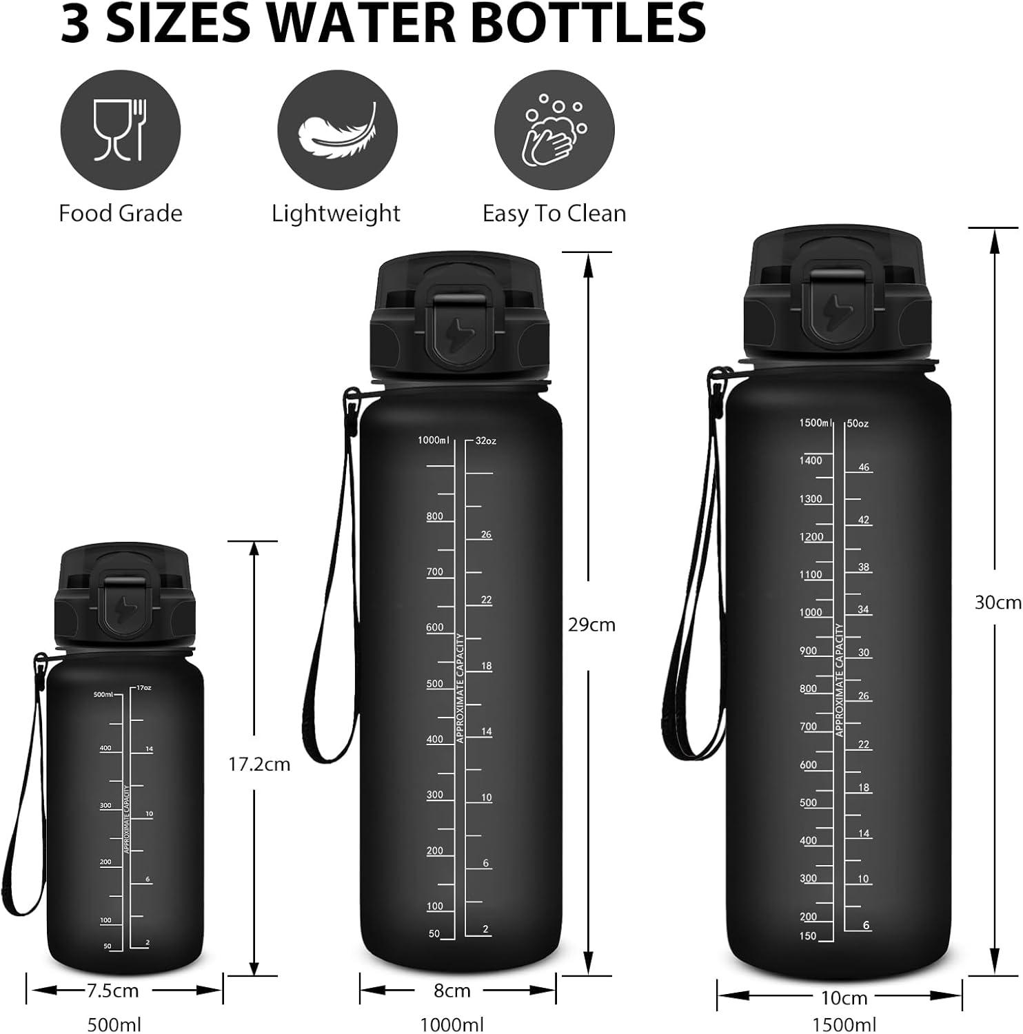 image:imageGourde Sport 15L AntiFuite Avec Paille Bouteille dEau Adulte Transportable Avec Slogan de Motivation Facile Nettoyer Pour Running Camping FitnessBlack