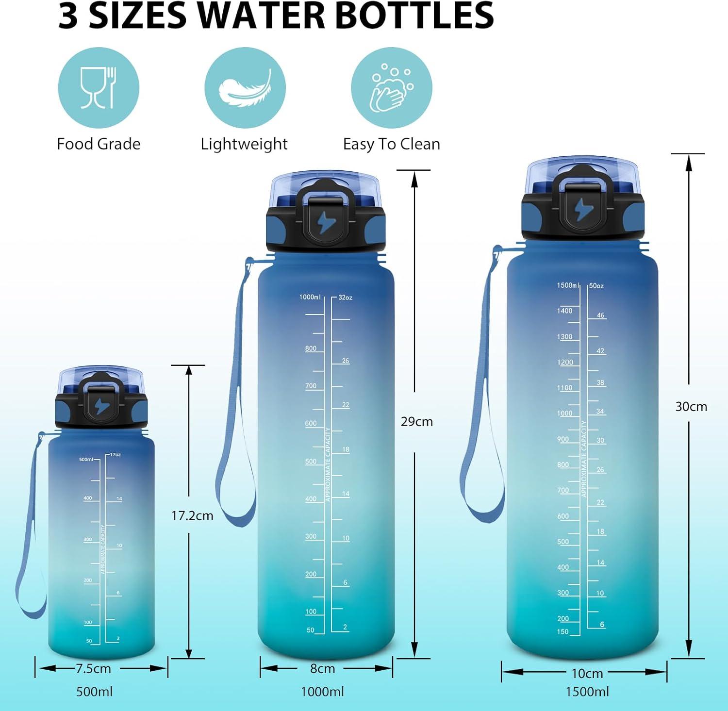 image:imageGourde Sport 15L AntiFuite Avec Paille Bouteille dEau Adulte Transportable Avec Slogan de Motivation Facile Nettoyer Pour Running Camping FitnessBluegreen