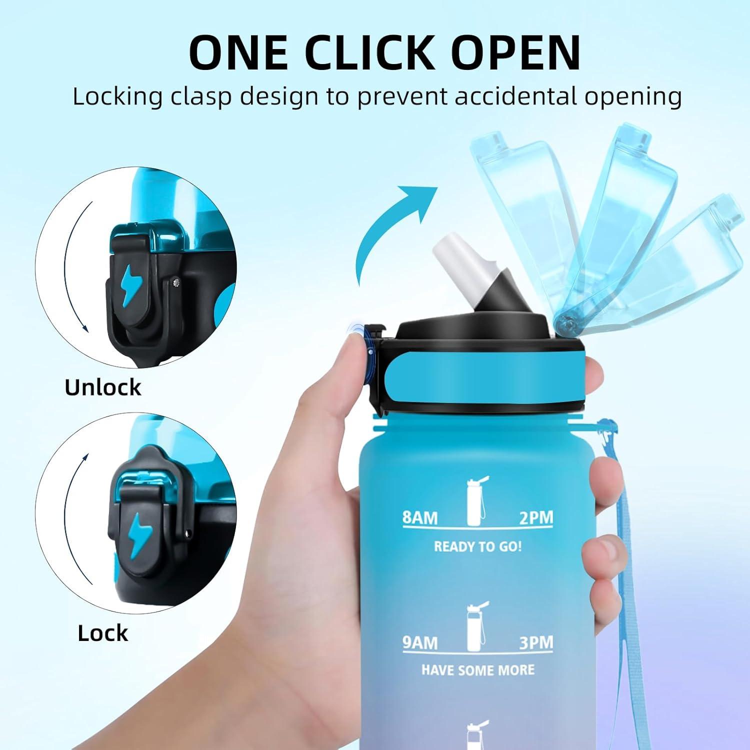 image:imageGourde Sport 15L AntiFuite Avec Paille Bouteille dEau Adulte Transportable Avec Slogan de Motivation Facile Nettoyer Pour Running Camping FitnessBluepurple