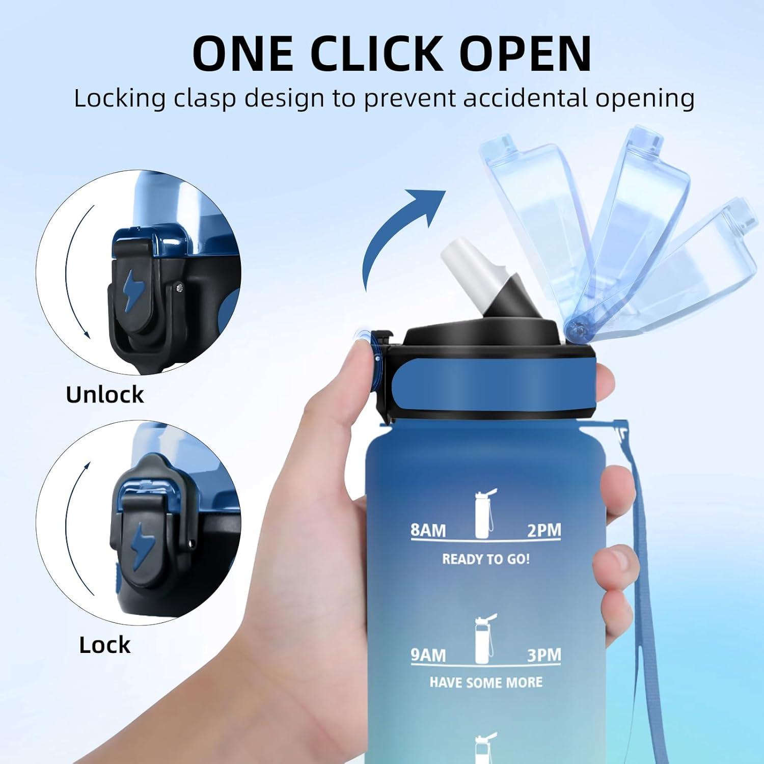 image:imageGourde Sport 15L AntiFuite Avec Paille Bouteille dEau Adulte Transportable Avec Slogan de Motivation Facile Nettoyer Pour Running Camping FitnessBluegreen