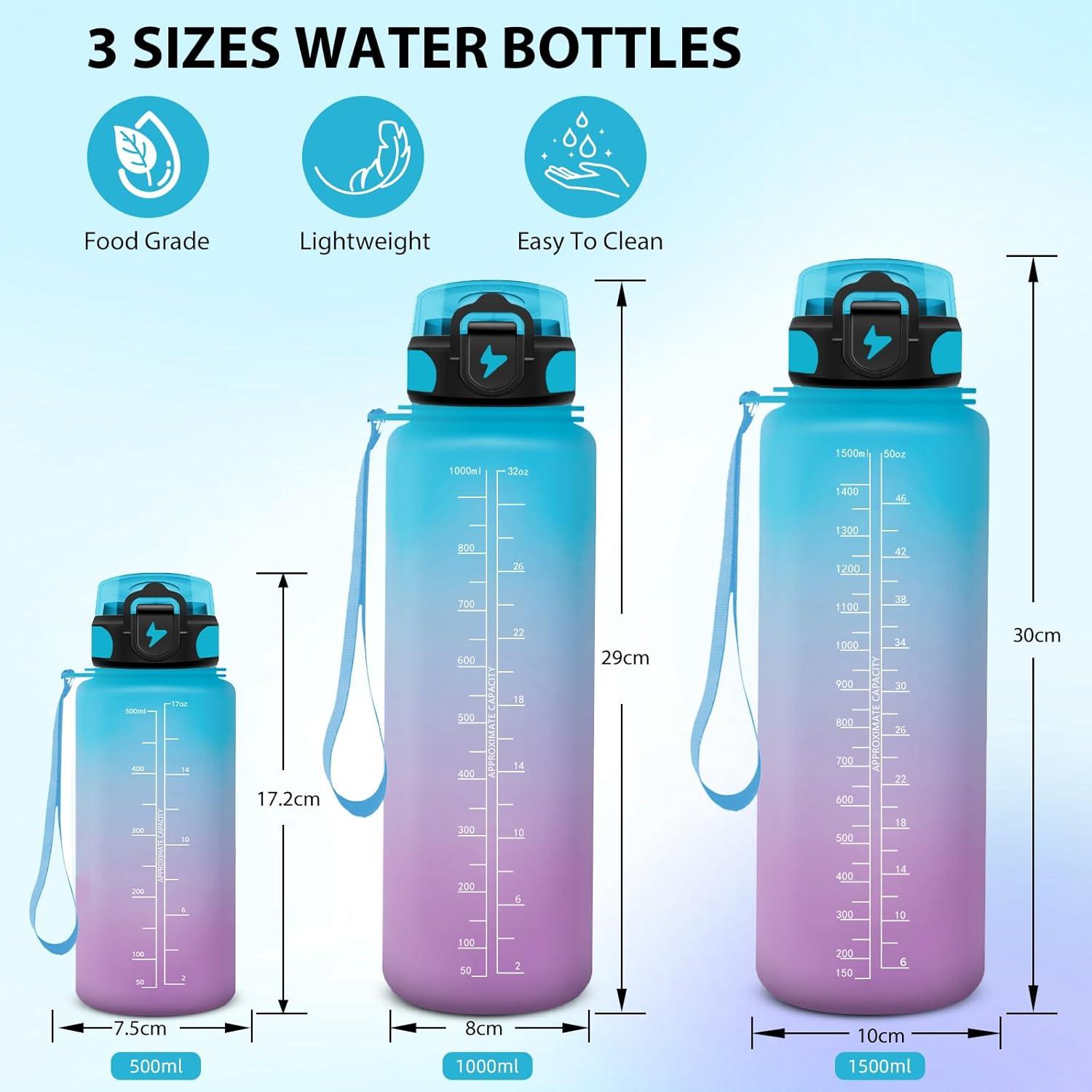 image:imageGourde Sport 15L AntiFuite Avec Paille Bouteille dEau Adulte Transportable Avec Slogan de Motivation Facile Nettoyer Pour Running Camping FitnessBluepurple