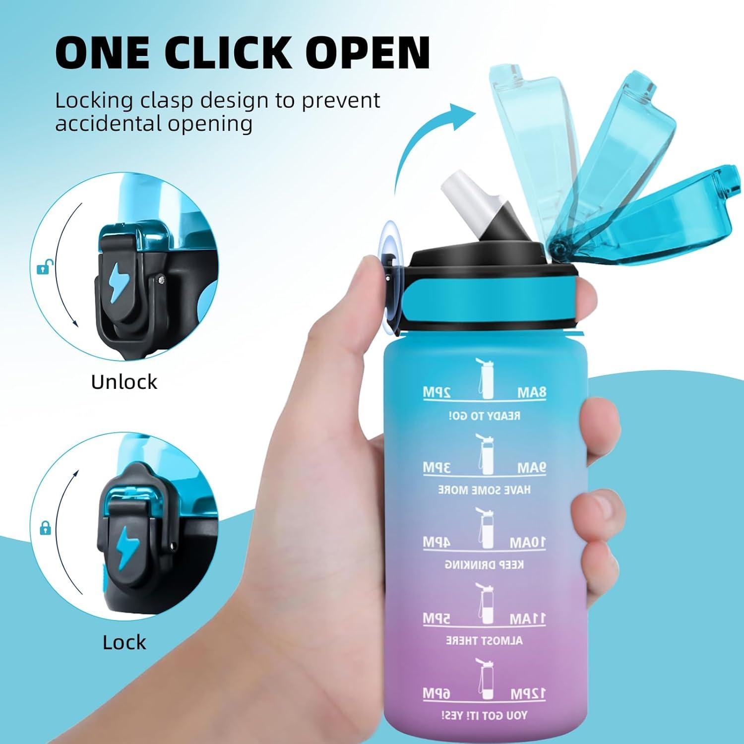 image:imageGourde Sport 15L AntiFuite Avec Paille Bouteille dEau Adulte Transportable Avec Slogan de Motivation Facile Nettoyer Pour Running Camping FitnessBluepurple