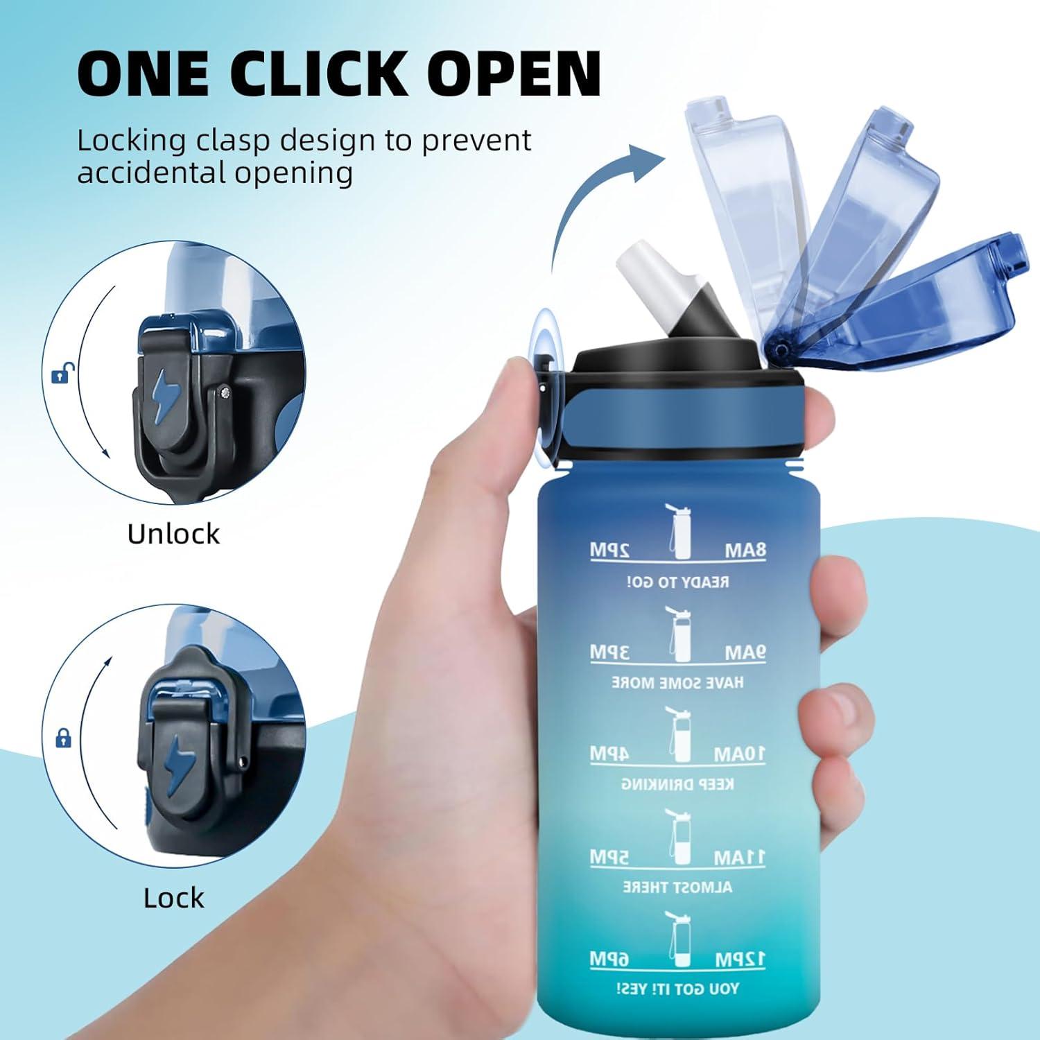 image:imageGourde Sport 15L AntiFuite Avec Paille Bouteille dEau Adulte Transportable Avec Slogan de Motivation Facile Nettoyer Pour Running Camping FitnessBluegreen