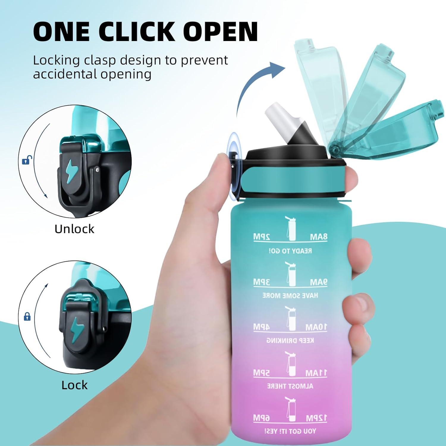 image:imageGourde Sport 15L AntiFuite Avec Paille Bouteille dEau Adulte Transportable Avec Slogan de Motivation Facile Nettoyer Pour Running Camping FitnessGreenpowder