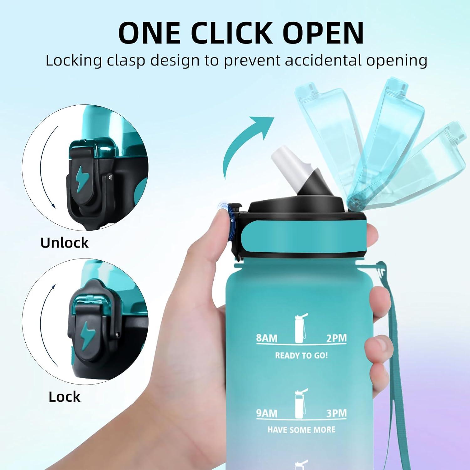 image:imageGourde Sport 15L AntiFuite Avec Paille Bouteille dEau Adulte Transportable Avec Slogan de Motivation Facile Nettoyer Pour Running Camping FitnessGreenpowder