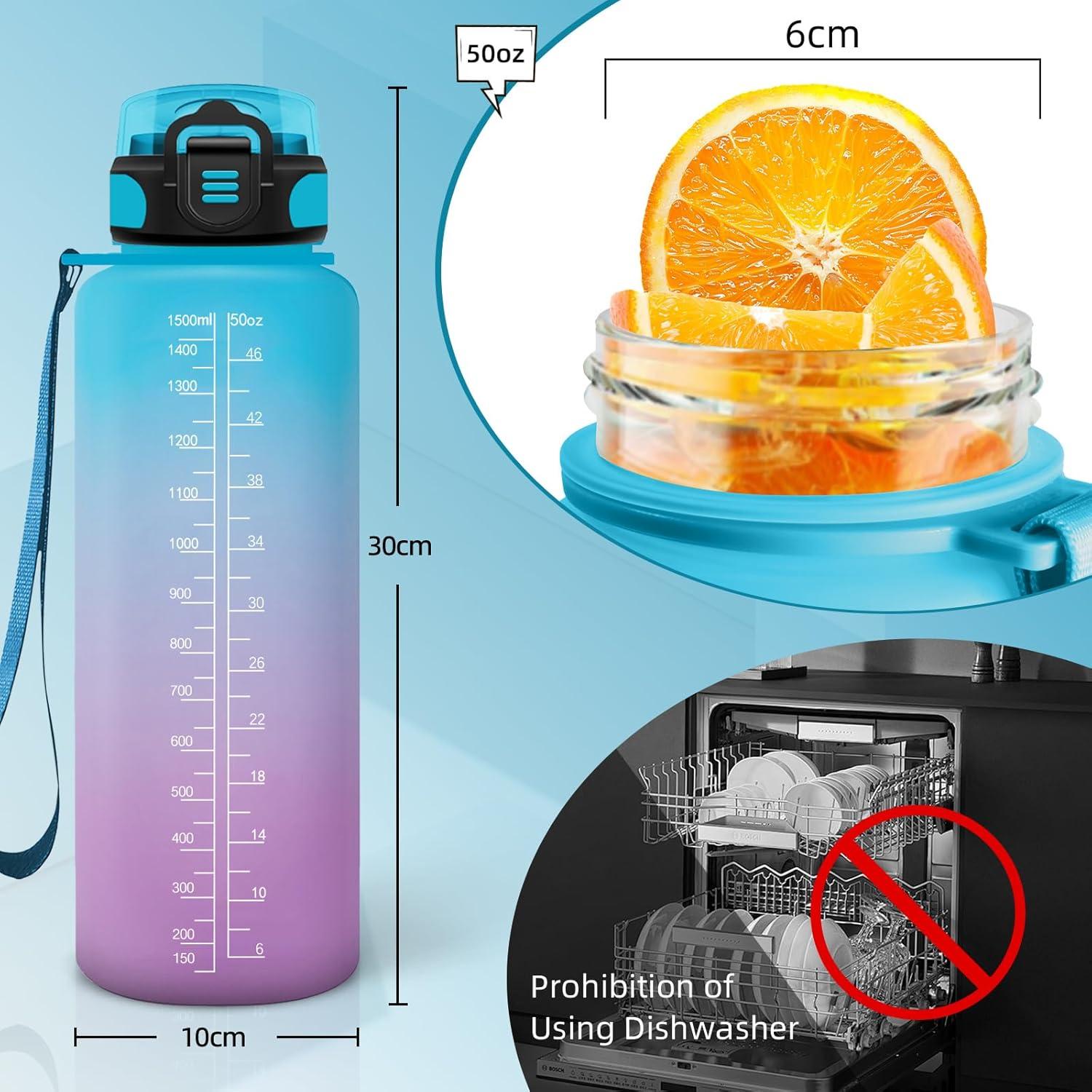 image:imageGourde Sport 15L AntiFuite Avec Paille Bouteille dEau Adulte Transportable Avec Slogan de Motivation Facile Nettoyer Pour Running Camping FitnessJbbleuviolet