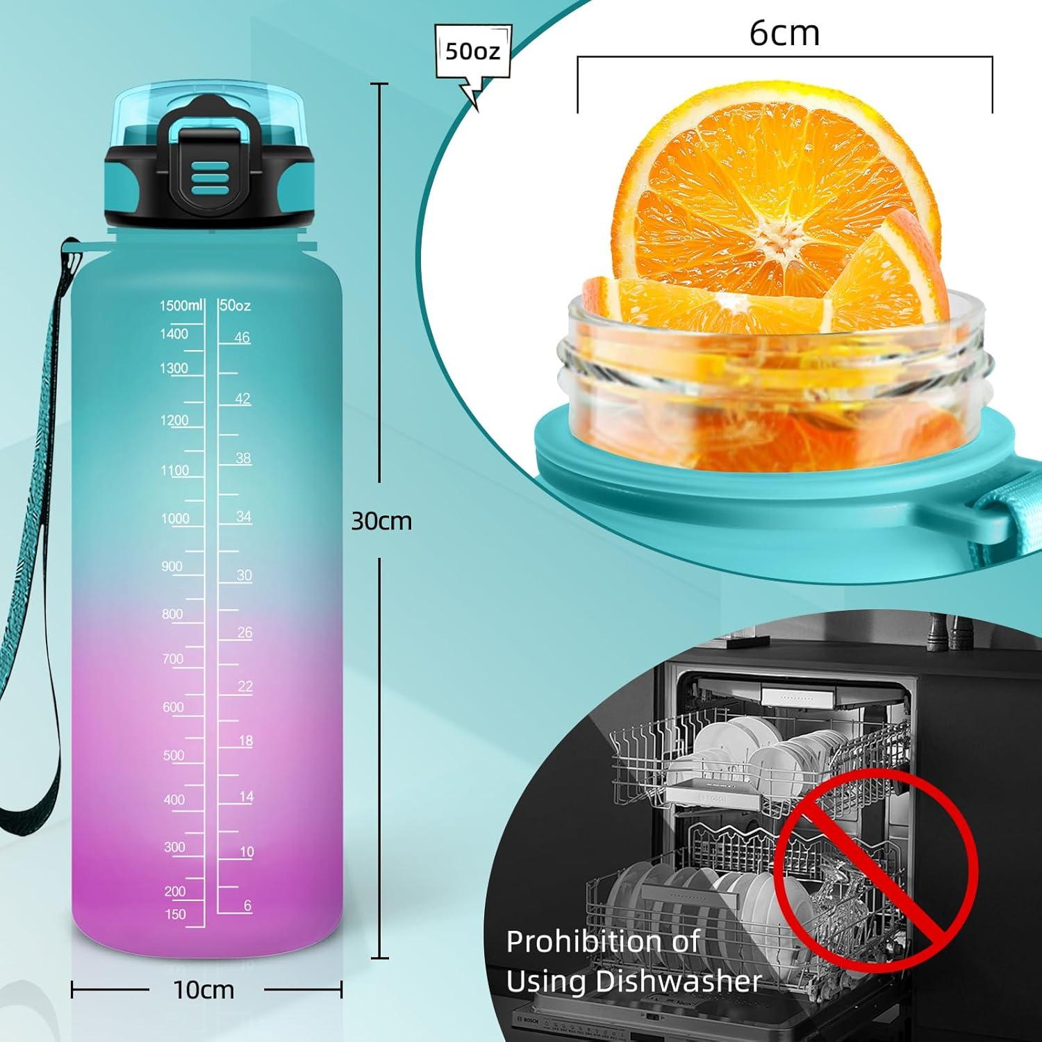 image:imageGourde Sport 15L AntiFuite Avec Paille Bouteille dEau Adulte Transportable Avec Slogan de Motivation Facile Nettoyer Pour Running Camping FitnessJbrose Verdtre