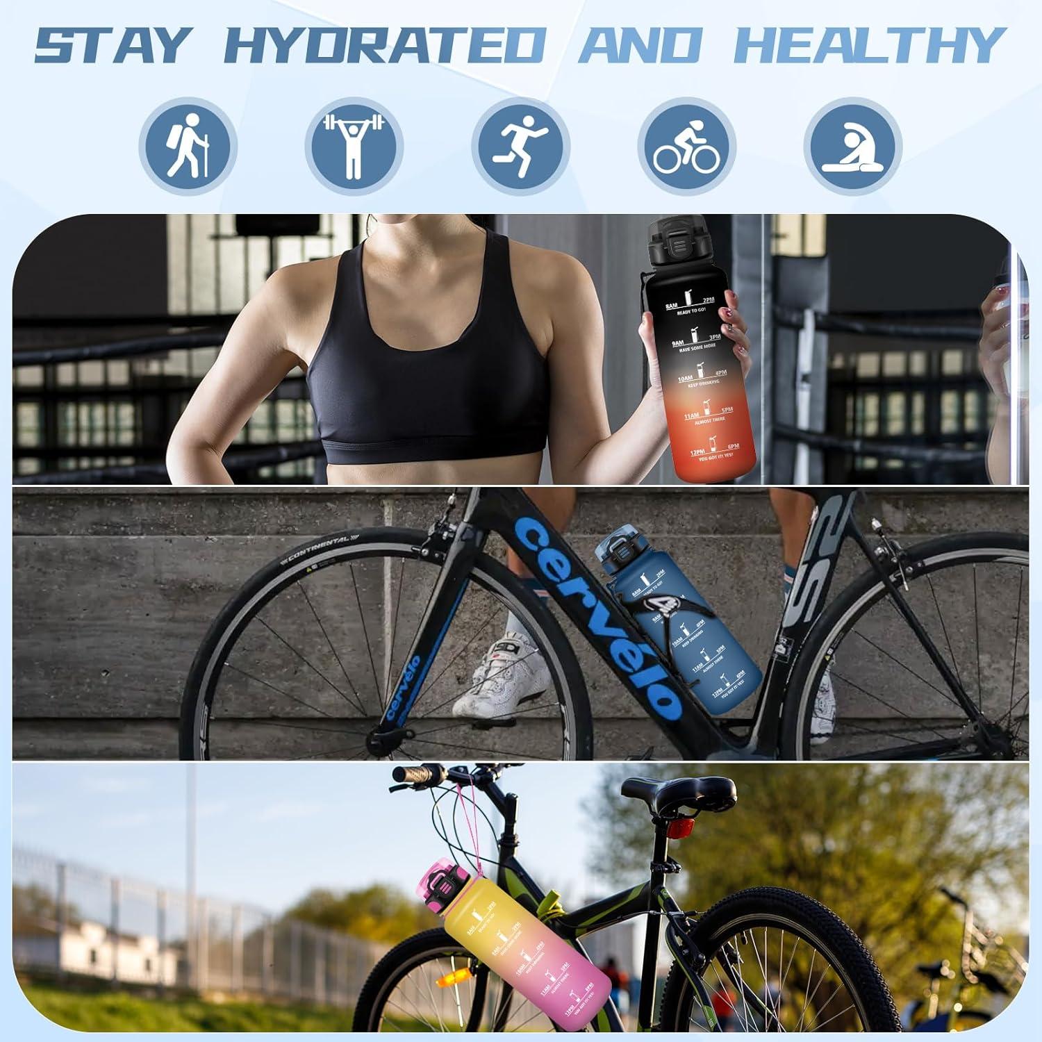 image:imageGourde Sport 15L AntiFuite Avec Paille Bouteille dEau Adulte Transportable Avec Slogan de Motivation Facile Nettoyer Pour Running Camping FitnessMbleu Marine