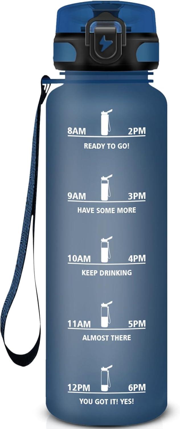 image:imageGourde Sport 15L AntiFuite Avec Paille Bouteille dEau Adulte Transportable Avec Slogan de Motivation Facile Nettoyer Pour Running Camping FitnessNavyblue