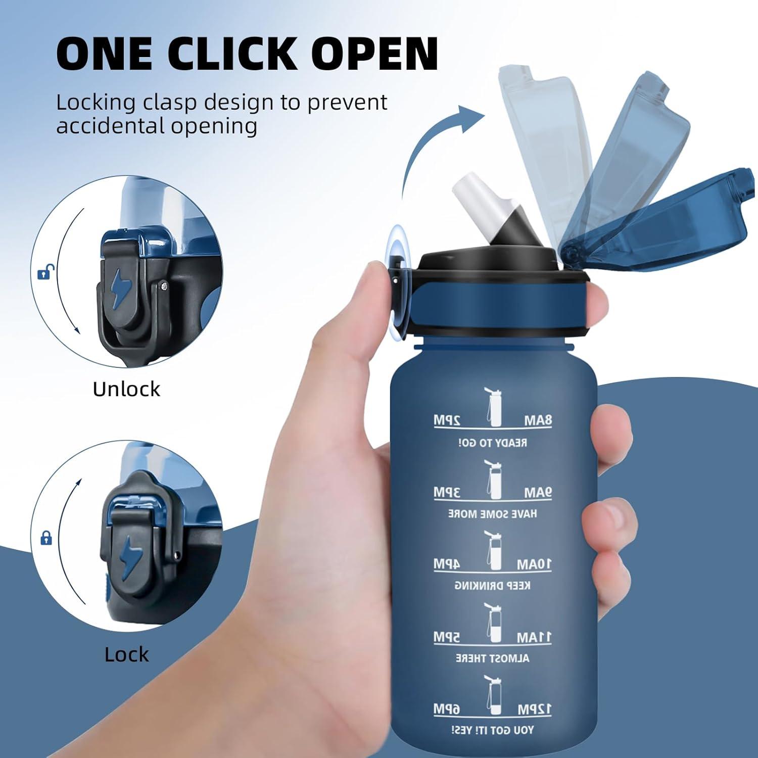 image:imageGourde Sport 15L AntiFuite Avec Paille Bouteille dEau Adulte Transportable Avec Slogan de Motivation Facile Nettoyer Pour Running Camping FitnessNavyblue