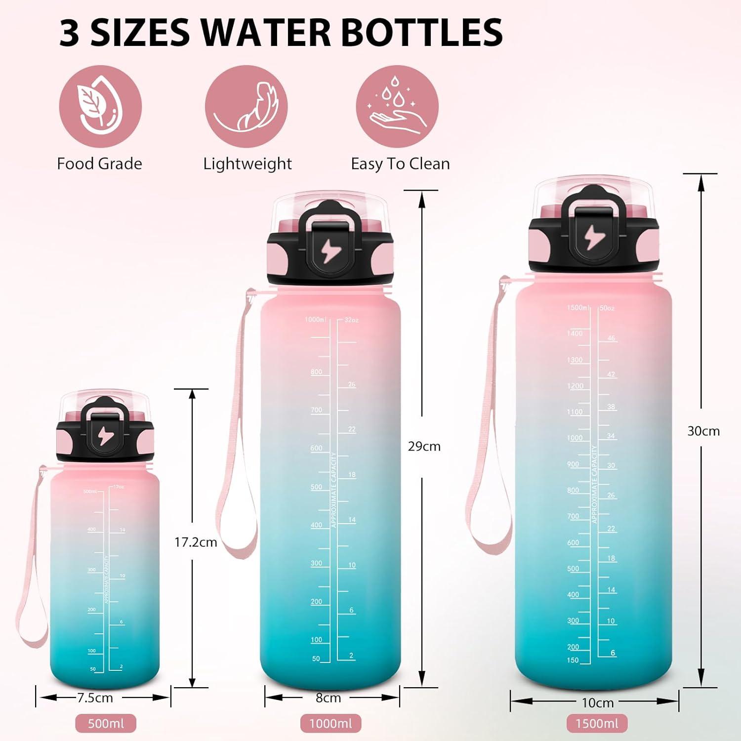 image:imageGourde Sport 15L AntiFuite Avec Paille Bouteille dEau Adulte Transportable Avec Slogan de Motivation Facile Nettoyer Pour Running Camping FitnessPinkcyan