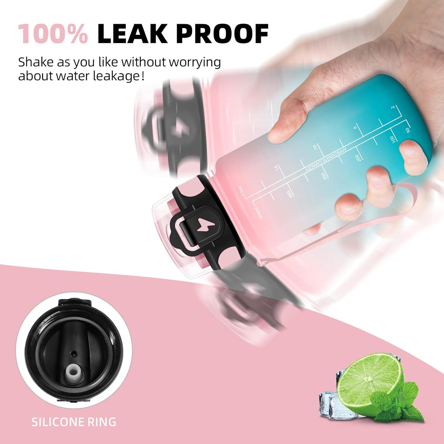 image:imageGourde Sport 15L AntiFuite Avec Paille Bouteille dEau Adulte Transportable Avec Slogan de Motivation Facile Nettoyer Pour Running Camping FitnessPinkcyan