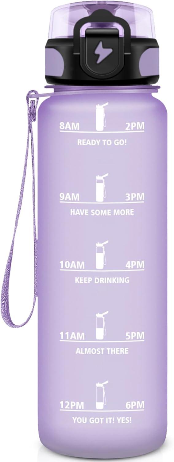 image:imageGourde Sport 15L AntiFuite Avec Paille Bouteille dEau Adulte Transportable Avec Slogan de Motivation Facile Nettoyer Pour Running Camping FitnessPurple