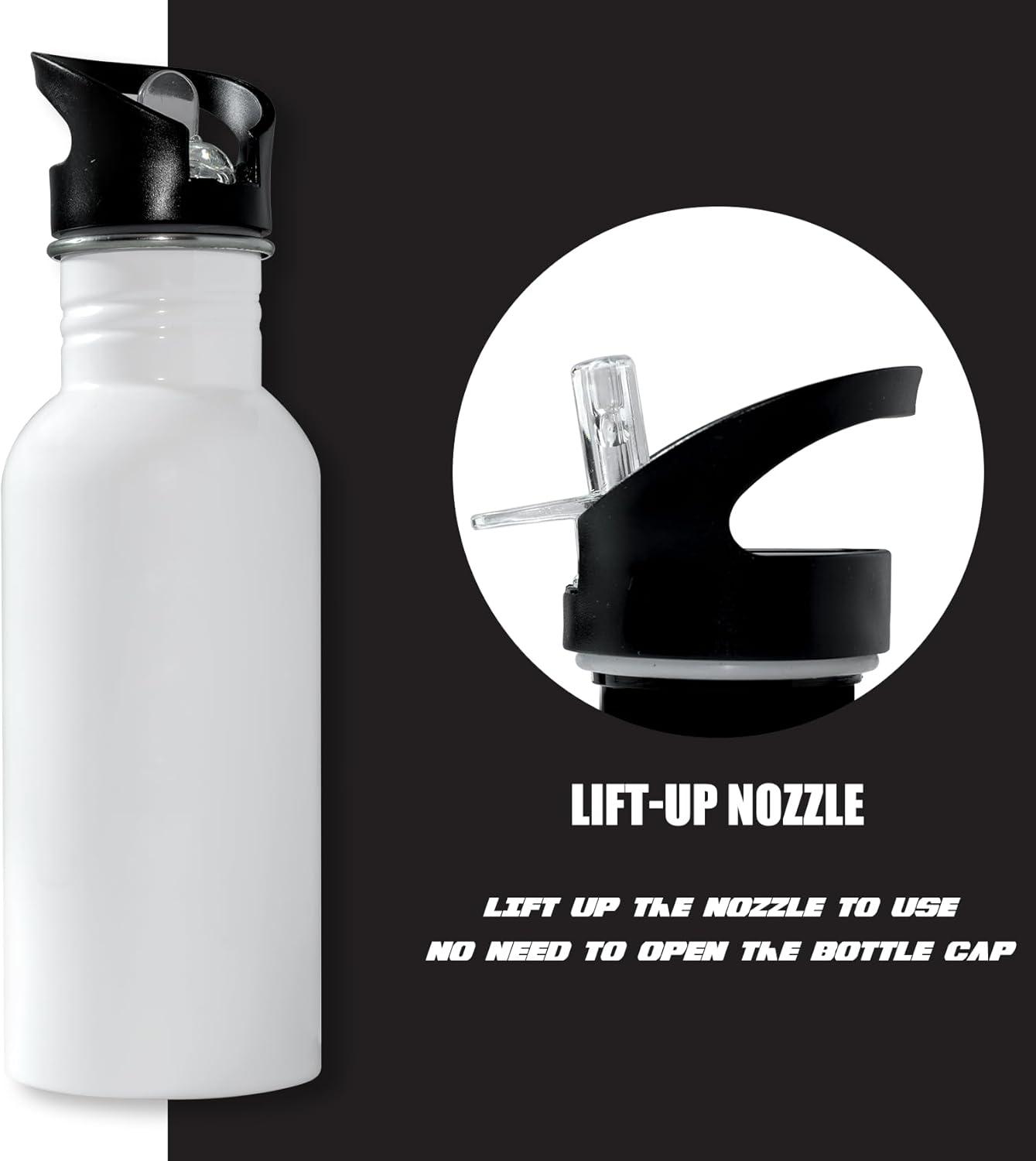 image:imageMRR Lot de 6 bouteilles deau de voyage en aluminium avec couvercle paille pour le sport 600 ml