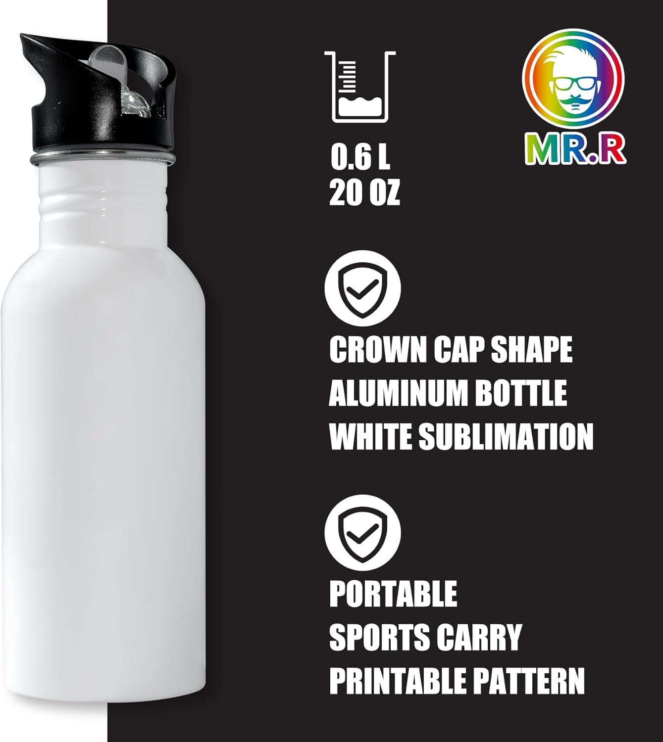 image:imageMRR Lot de 6 bouteilles deau de voyage en aluminium avec couvercle paille pour le sport 600 ml