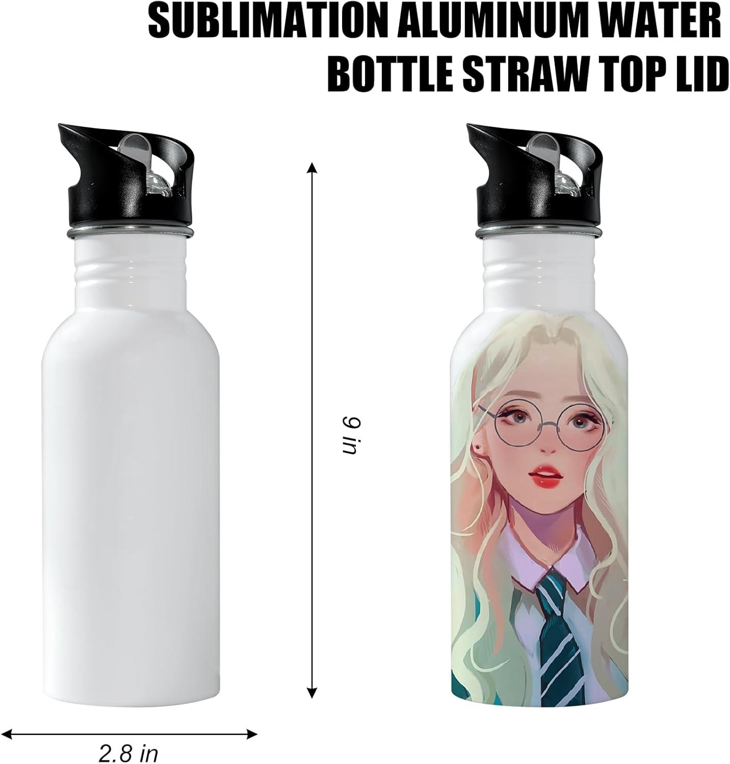 image:imageMRR Lot de 6 bouteilles deau de voyage en aluminium avec couvercle paille pour le sport 600 ml