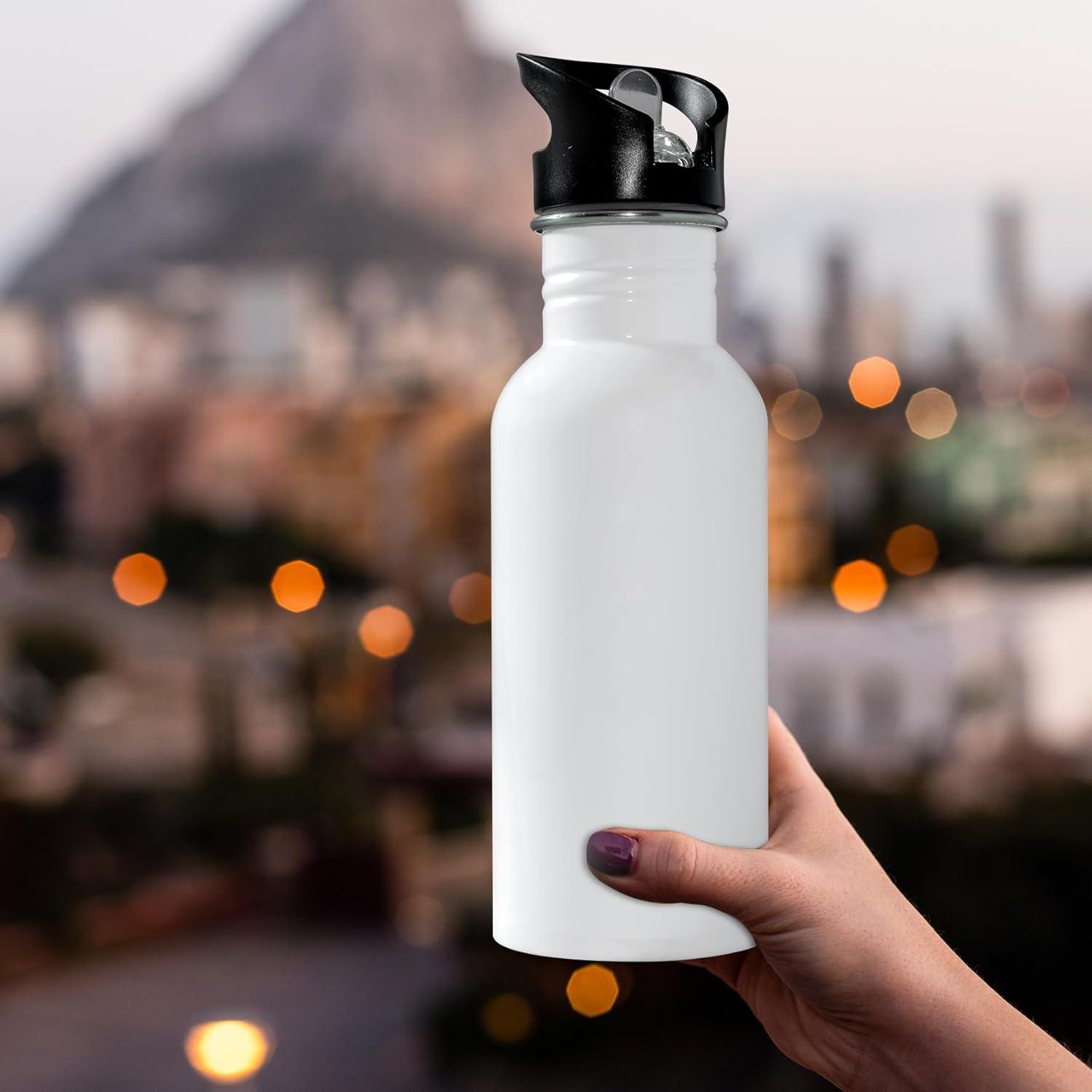 image:imageMRR Lot de 6 bouteilles deau de voyage en aluminium avec couvercle paille pour le sport 600 ml