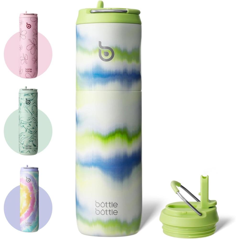 image:imageBOTTLE BOTTLE Bouteille deau isotherme de 710 ml avec couvercle paille poigne en acier inoxydable double paroi sous vide antifuite sans BPA pour sport voyage gym rose jaune bleuAcier Inoxydable avec Plusieurs Couleurs